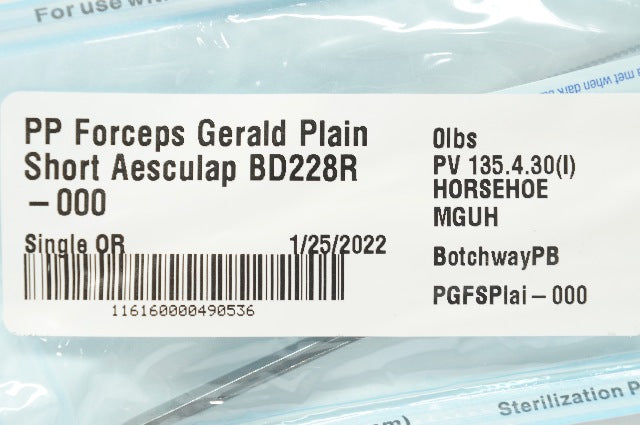 PP Forceps Gerald Plain Short Aesculap BD228R-000