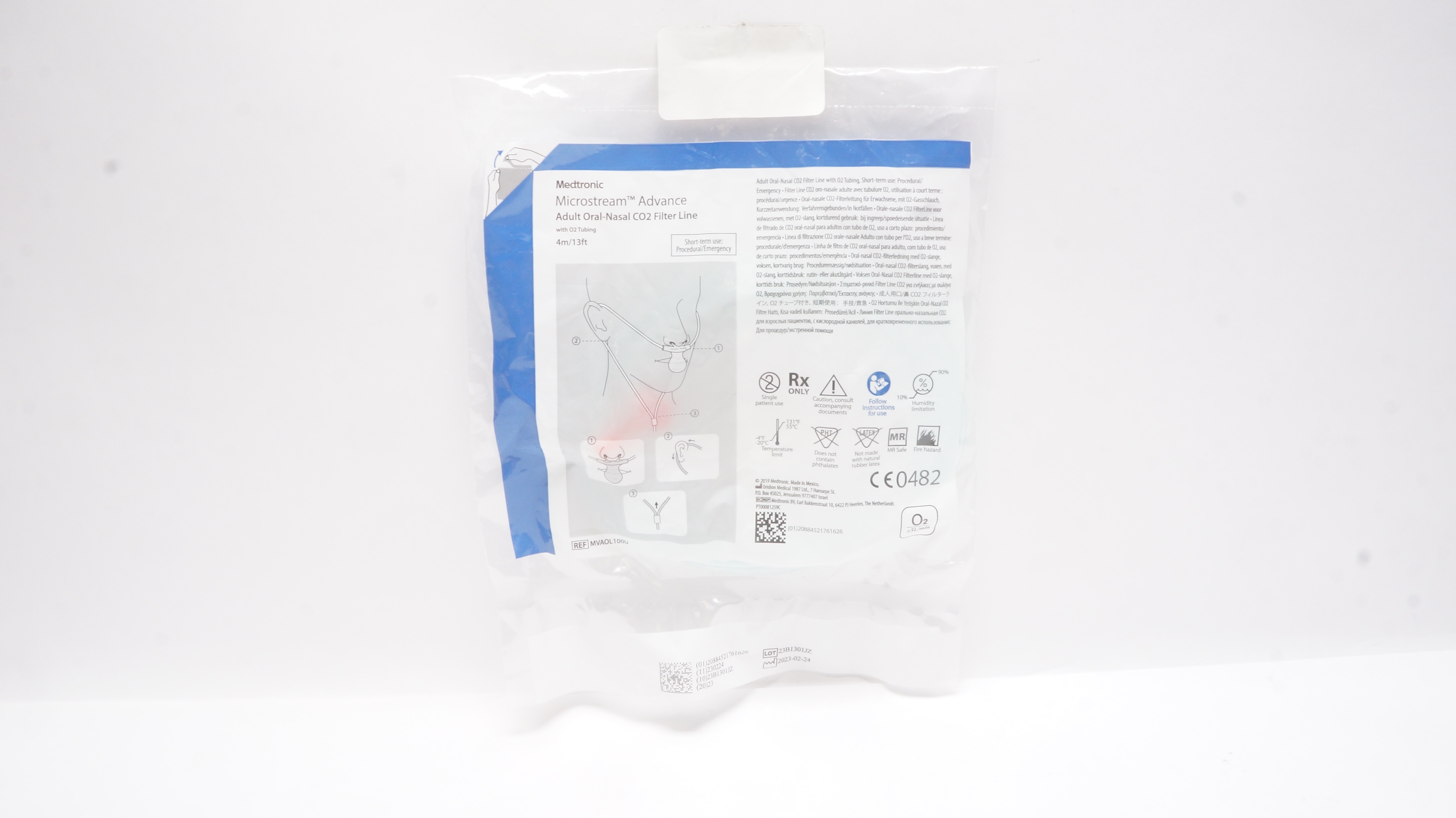 Medtronic MVAOL100U Microstream Advance Adult Oral-Nasal CO2 Filter Line 4m/13ft
