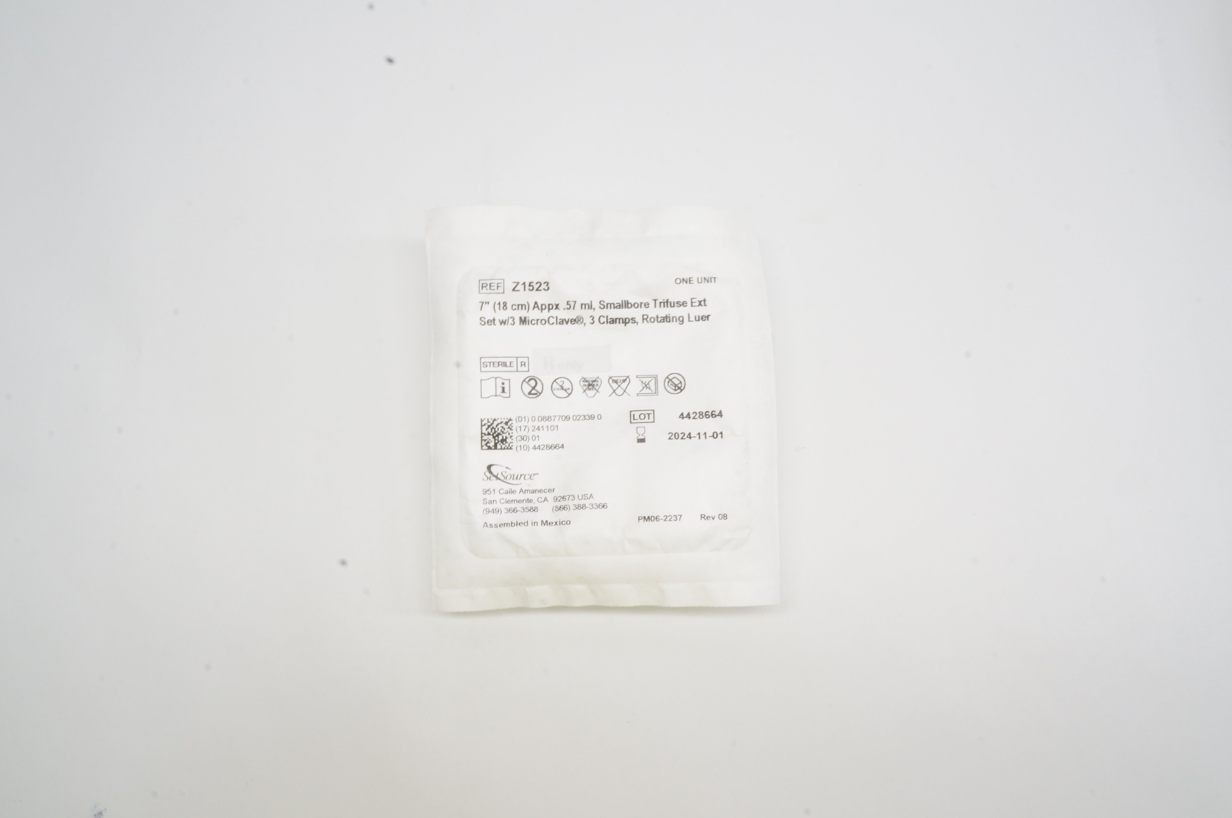 SetSource Z1523 MicroClave Smallbore Trifuse Extension Set 57ml x 7inch