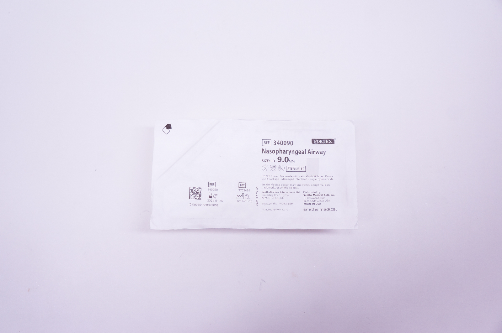 Smiths Medical 340090 Nasopharyngeal Airway, Size 9.0mm