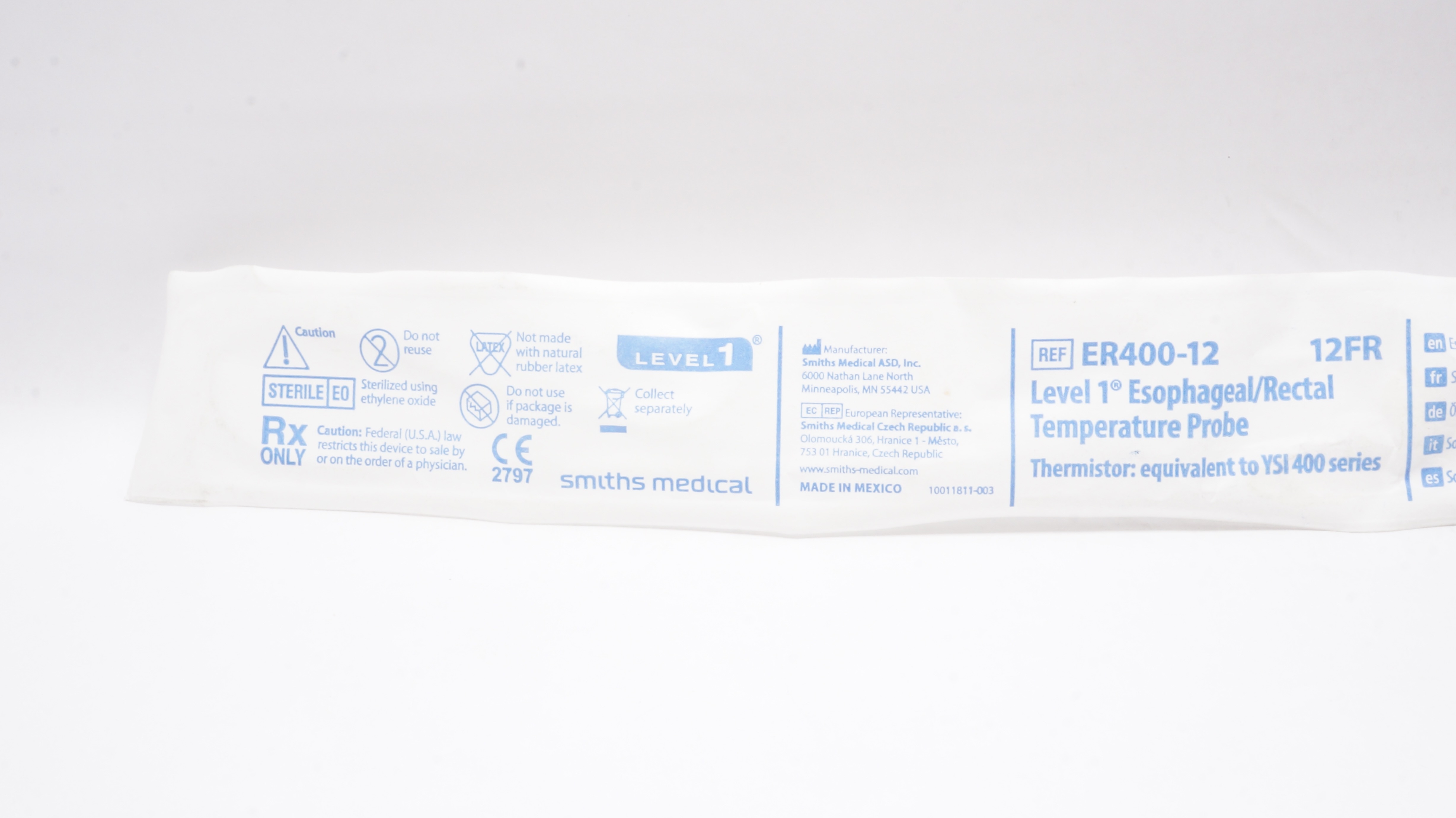 Smiths Medical ER400-12 Level1 Esophageal/Rectal Temperature Probe 12Fr