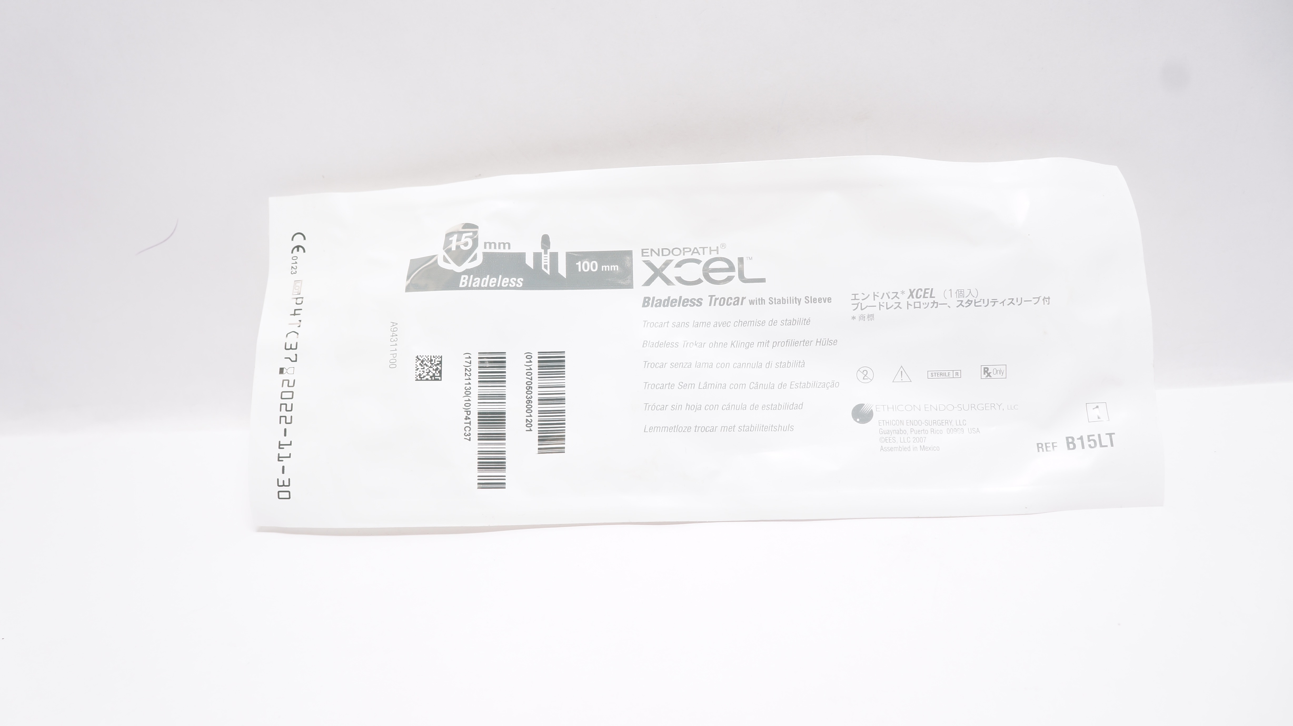 Ethicon B15LT Endopath Xcel Bladeless Trocar w/Stability Sleeve 15 x100mm (x)