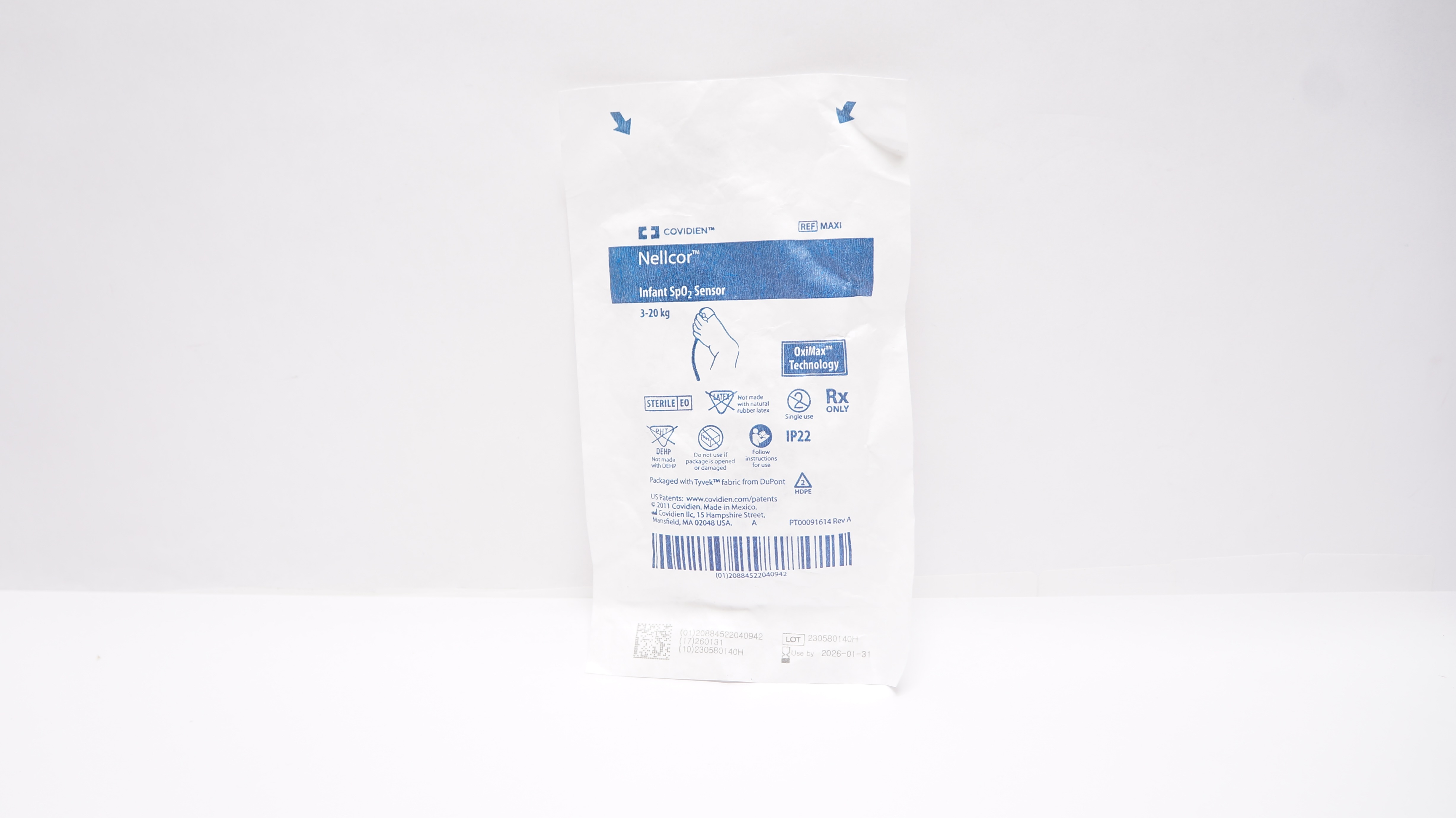 Covidien MAXI Nellcor Infant SpO2 Sensor OxiMax Technology 3-20kg