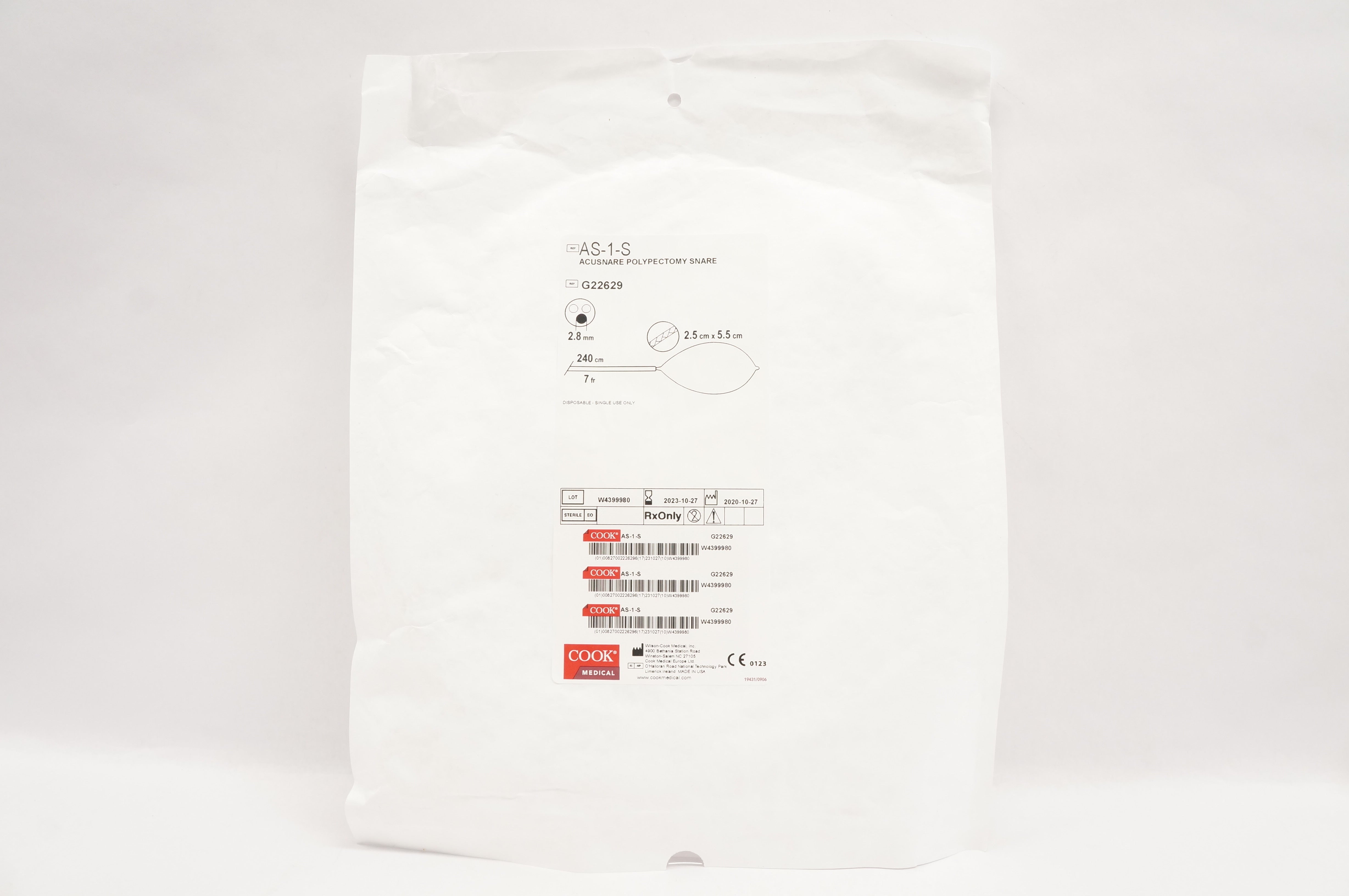 Cook Medical G22629 Acusnare Polypectomy Snare 7Fr x 240cm