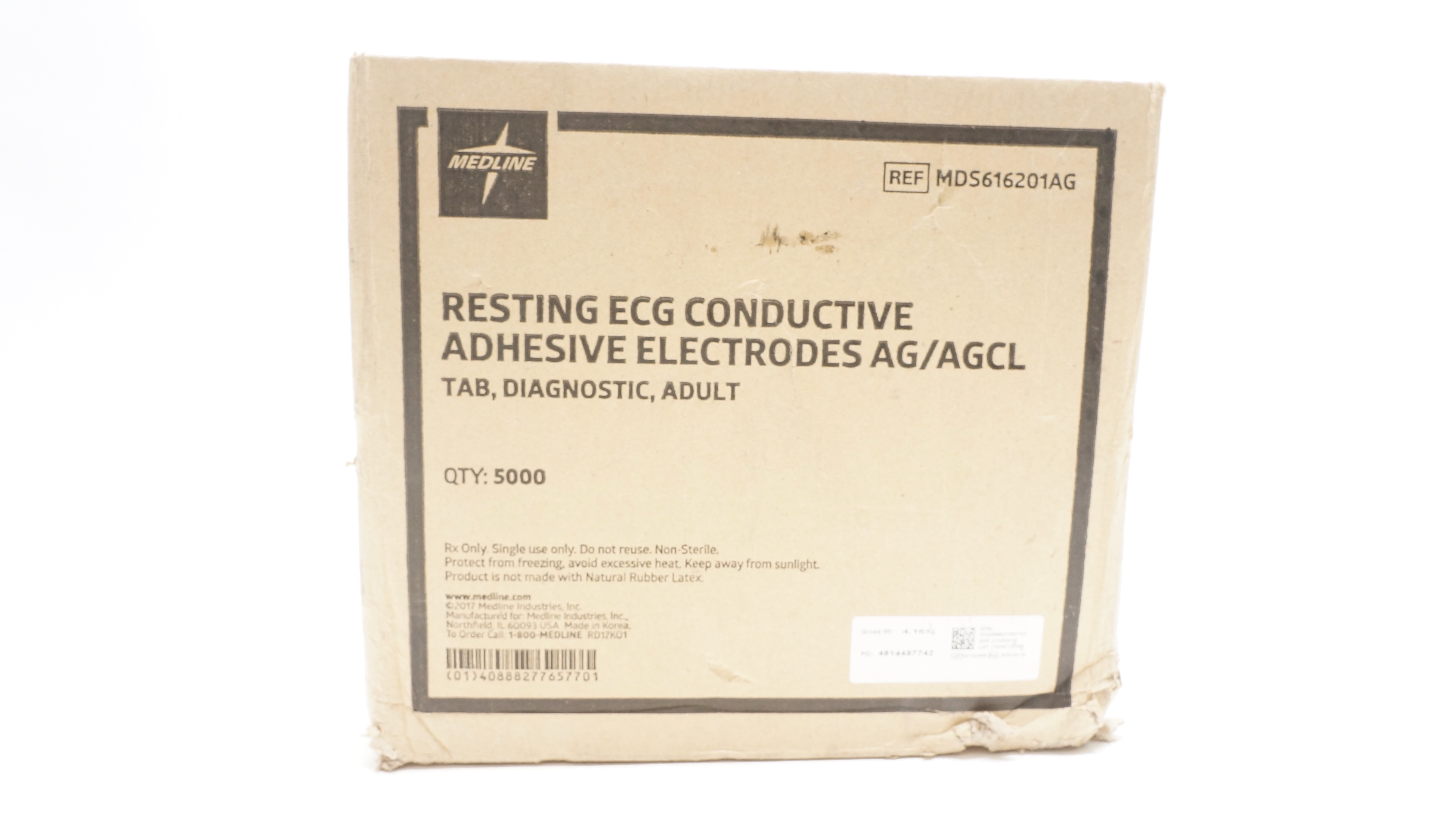 Medline MDS616201AG Resting ECG Electrode,Tab,Diagnostic,Adult - Pack of 5000(x)