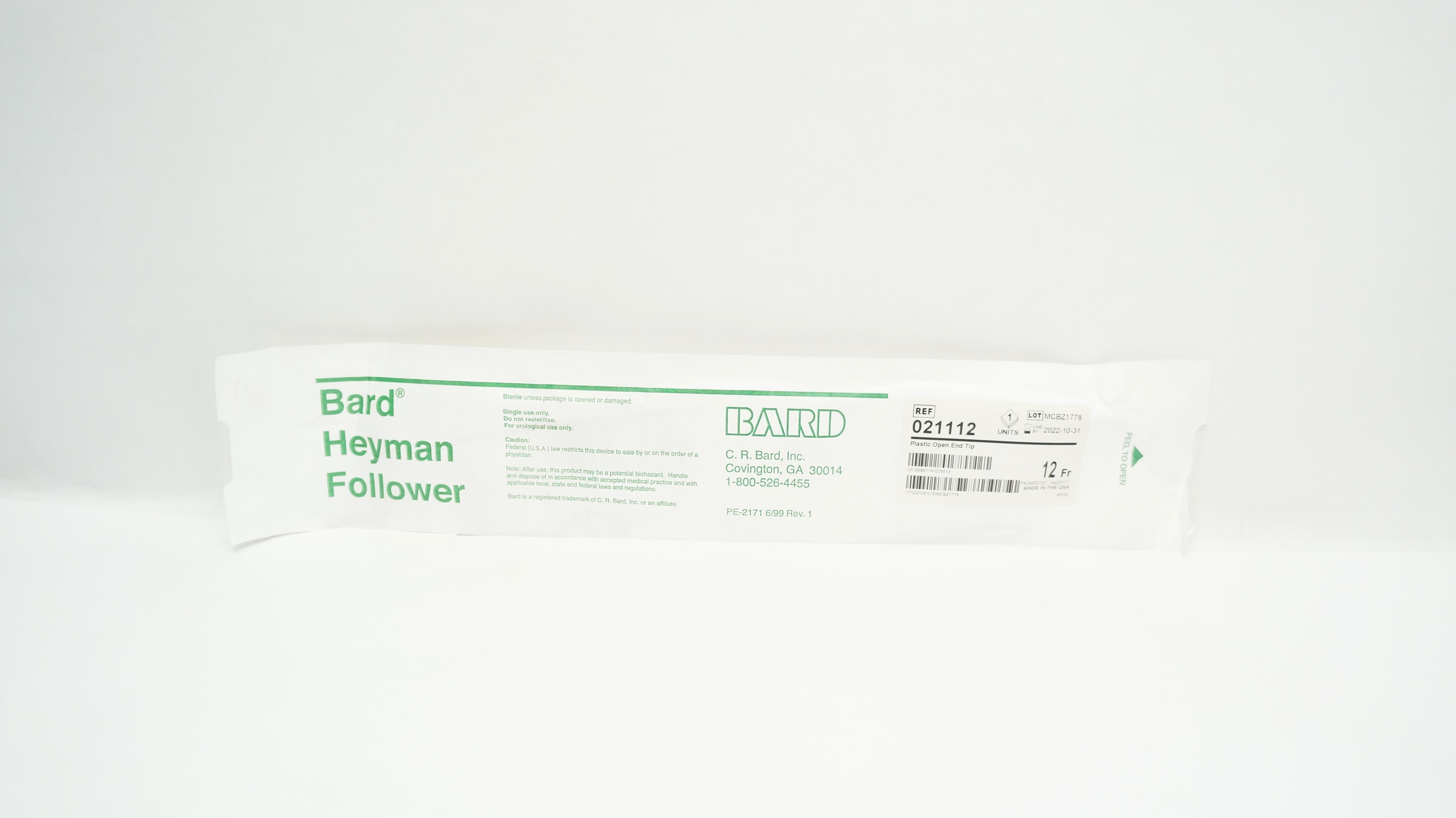 Bard 021112 Heyman Follower Plastic Open End Tip 12 Fr. (x)