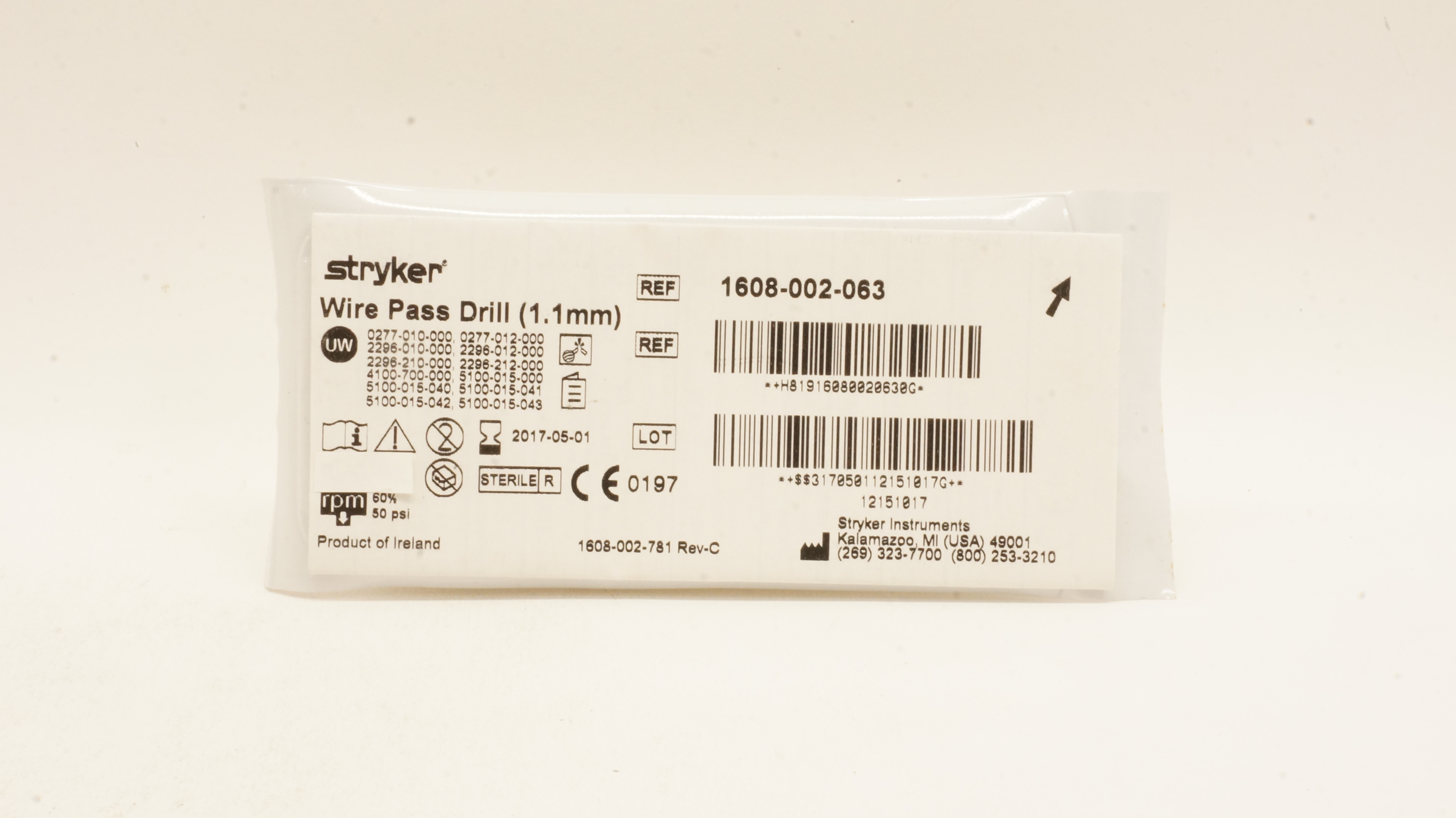 Stryker 1608-002-063 Wire Pass Drill 1.1mm (x)