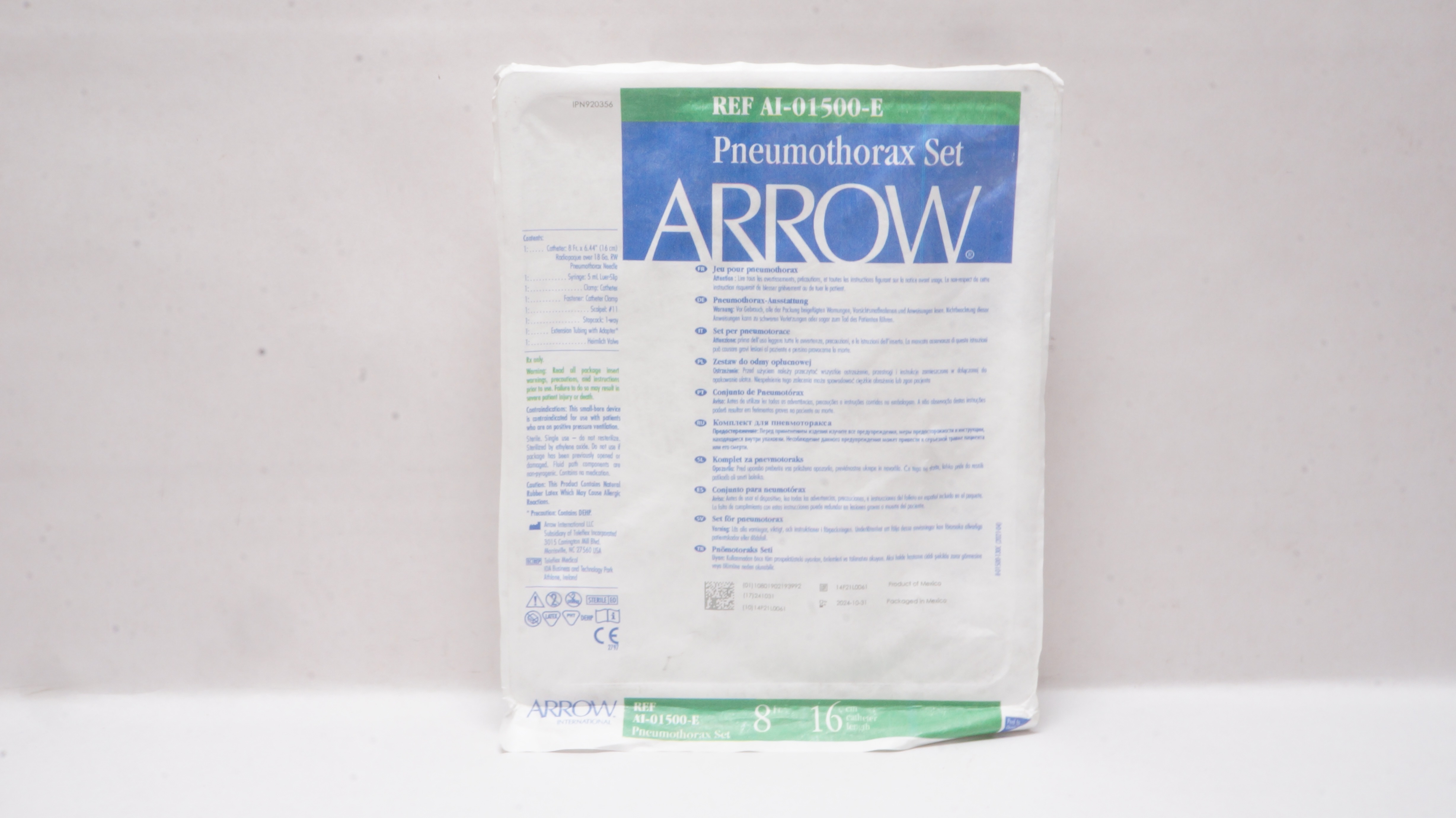 Arrow AI-01500-E Pneumothorax Set 8r 1cm