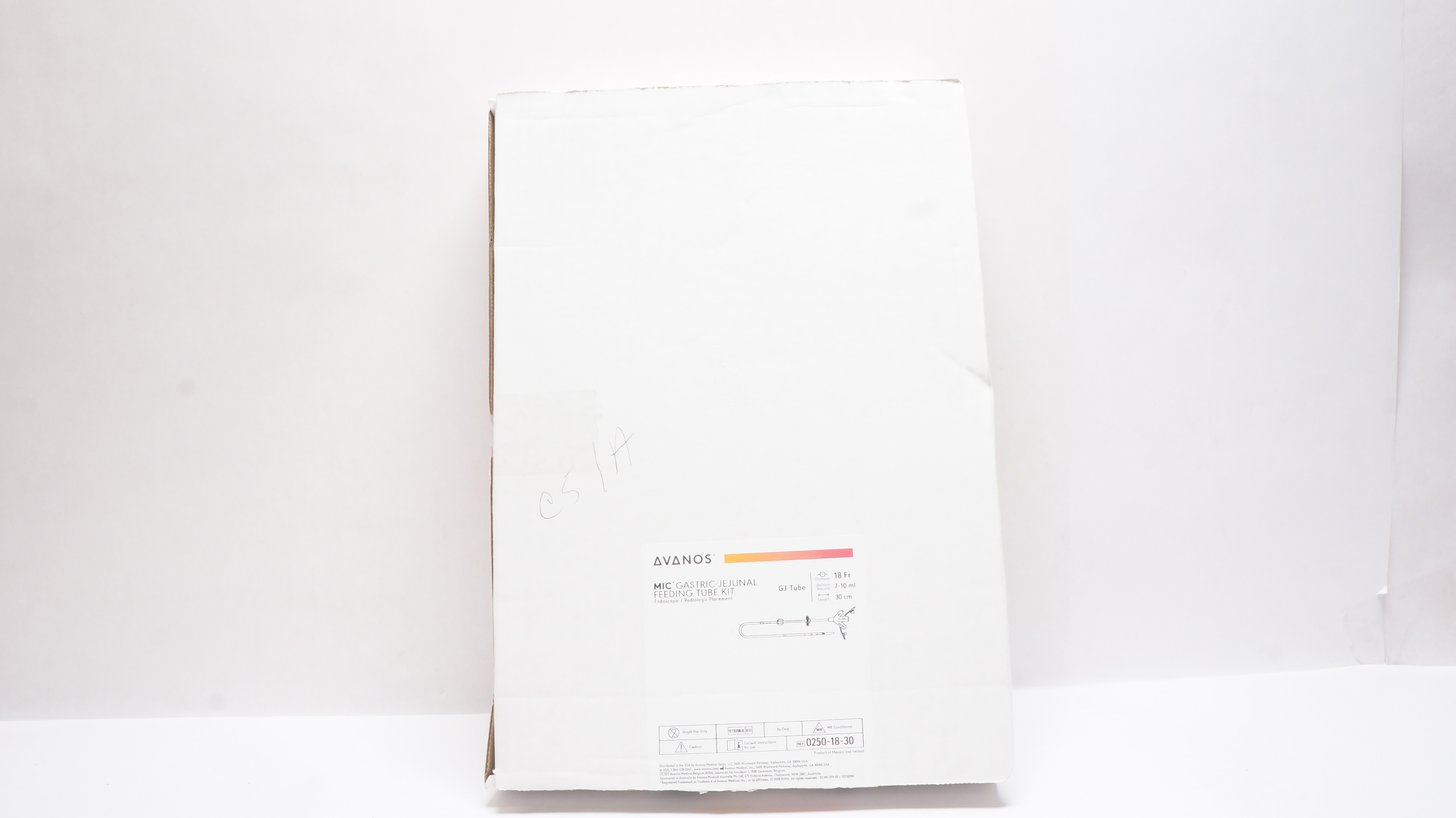 Avanos 0250-18-30 MIC Gastric-Jejunal Feeding Tube Kit 18Fr x 30cm 7-10ml (x)