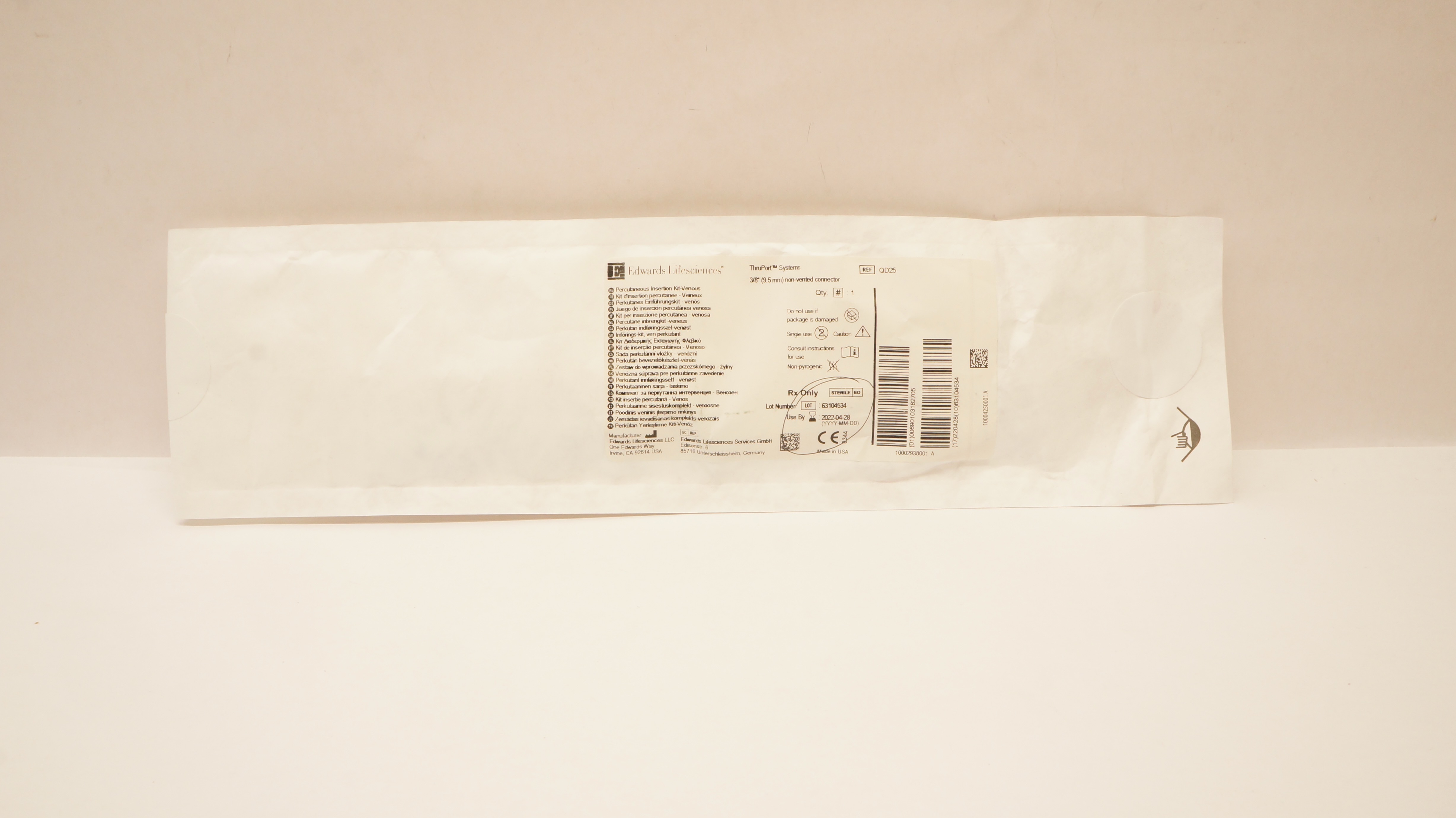 Edwards Lifesciences ThruPort QD25 Percutaneous Insertion Kit-Venous 3/8 inch(x)