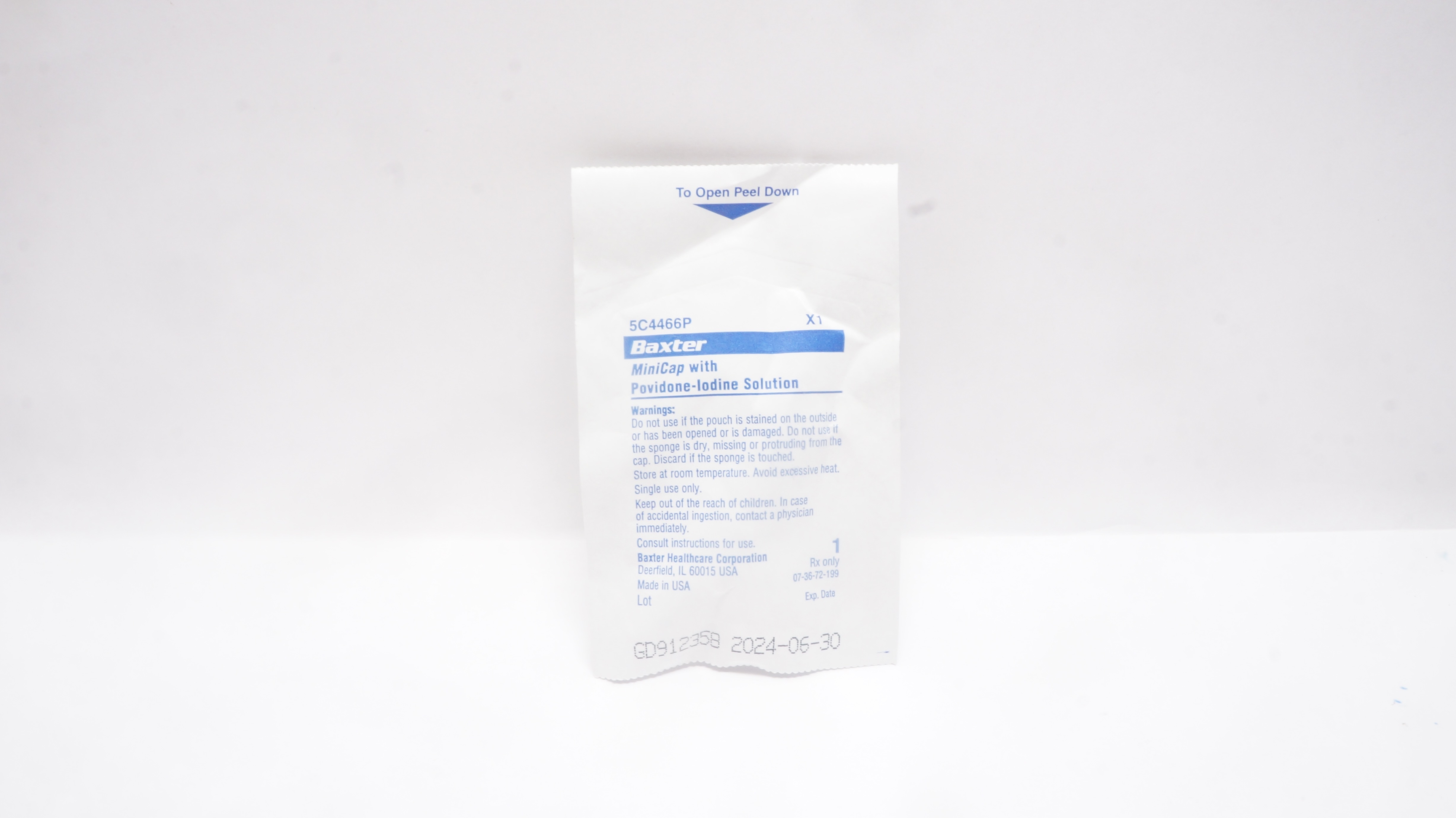 Baxter 5C4466P MiniCap with Povidone-Iodine Solution