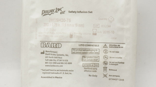 Bard SH20-75 Safety Infusion Set 20G x 0.75inch (x)