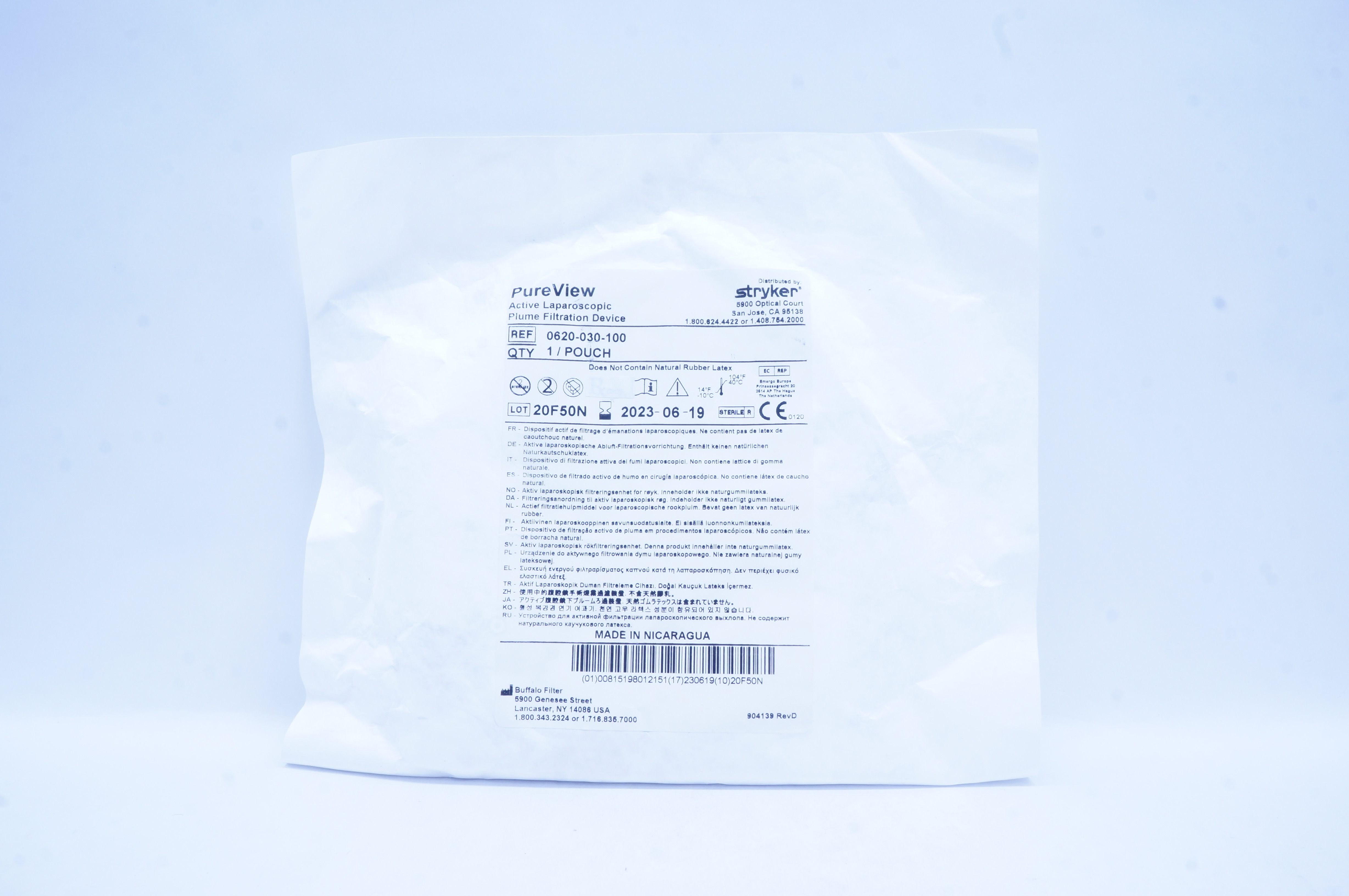 Stryker 0620-030-100 PureView Active Laparoscopic Plume Filtration Device