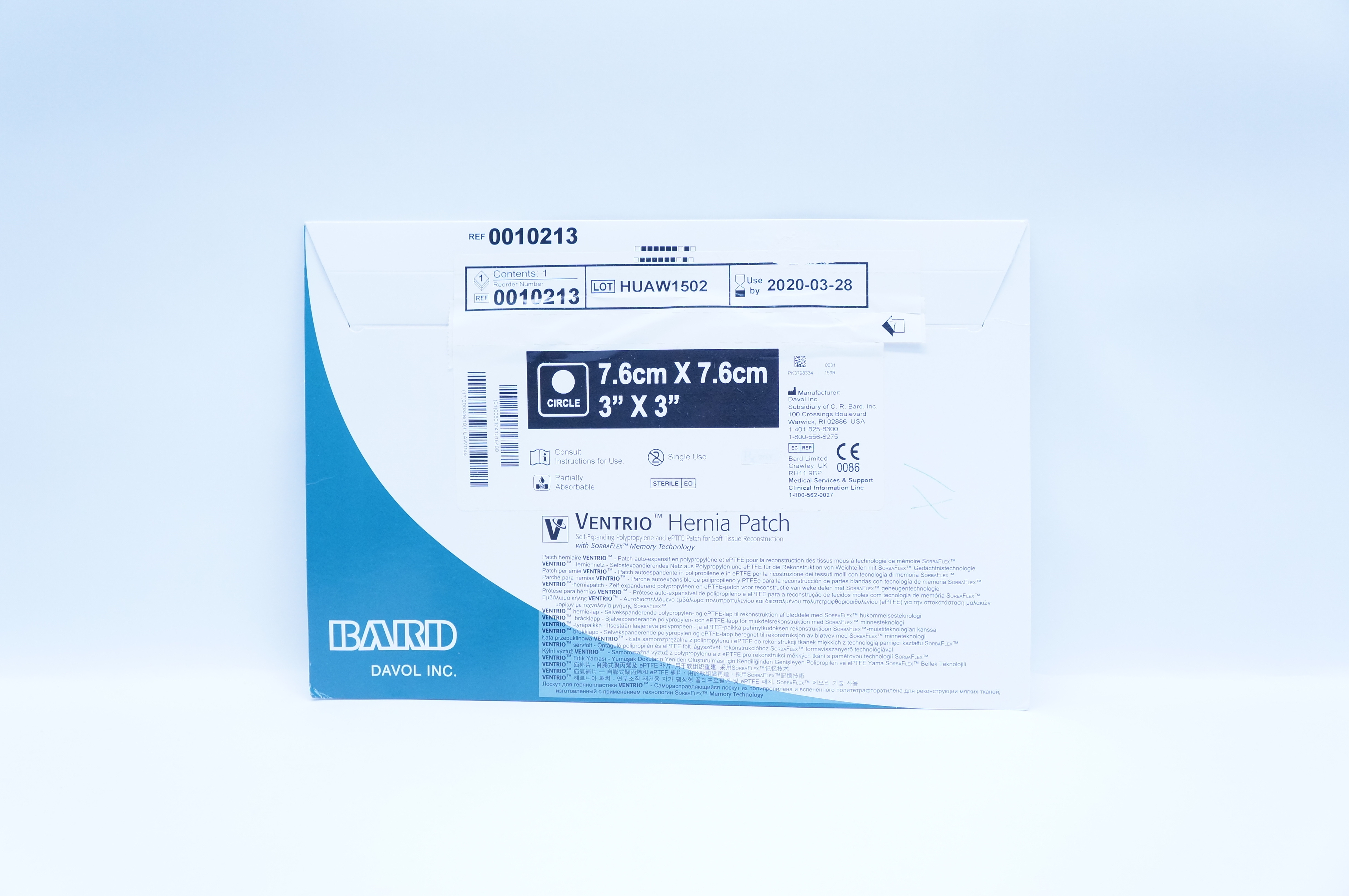 Bard 0010213 VENTRIO Hernia Patch Small Circle With EPTFE 3inch x 3inch (x)