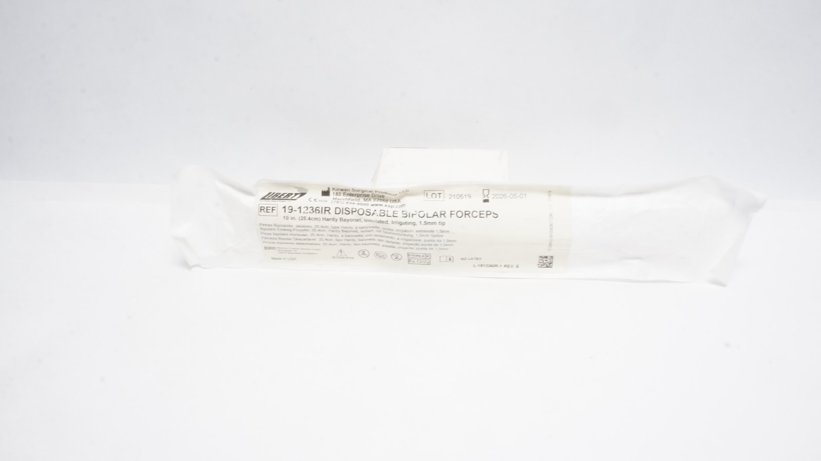 Liberty 19-1236IR Disposable Bipolar Forceps 10 in. Hardy Bayonet