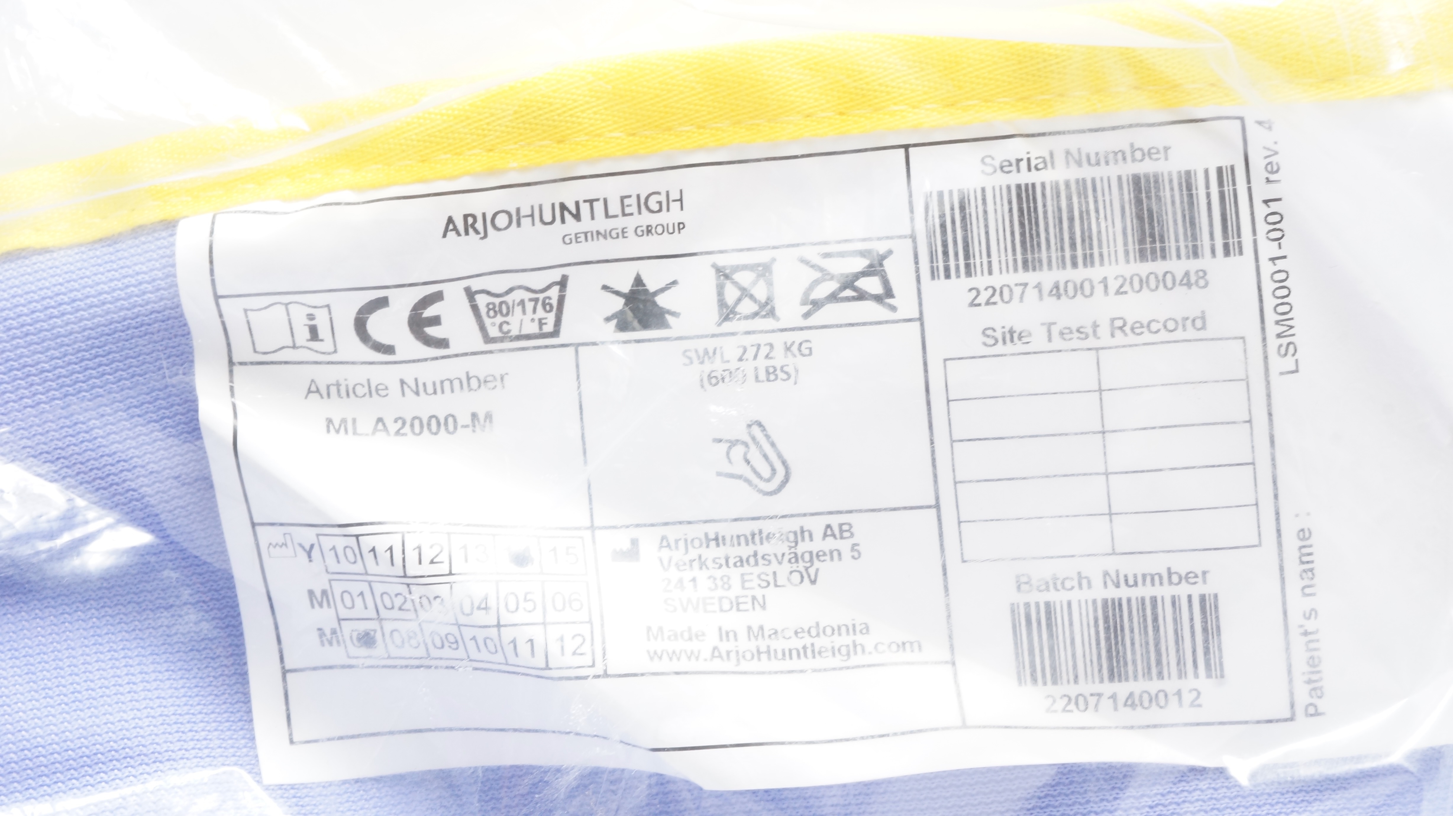 Arjohuntleigh MLA2000-M Loop Sling With Headsupport- Medium