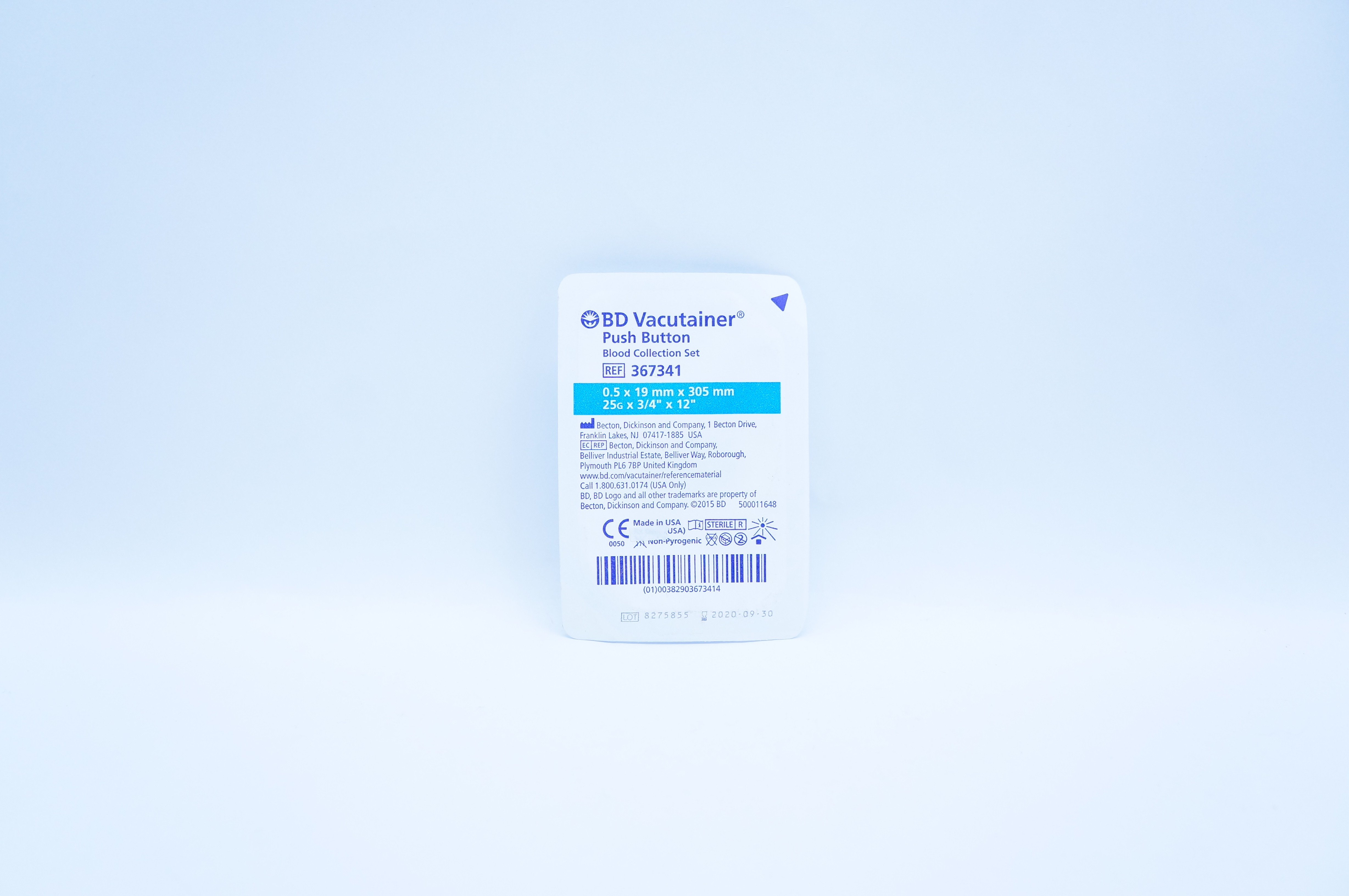 BD 367341 Vacutainer Push Button Blood Collection Set 25G x 3/4inch x 12inch (x)