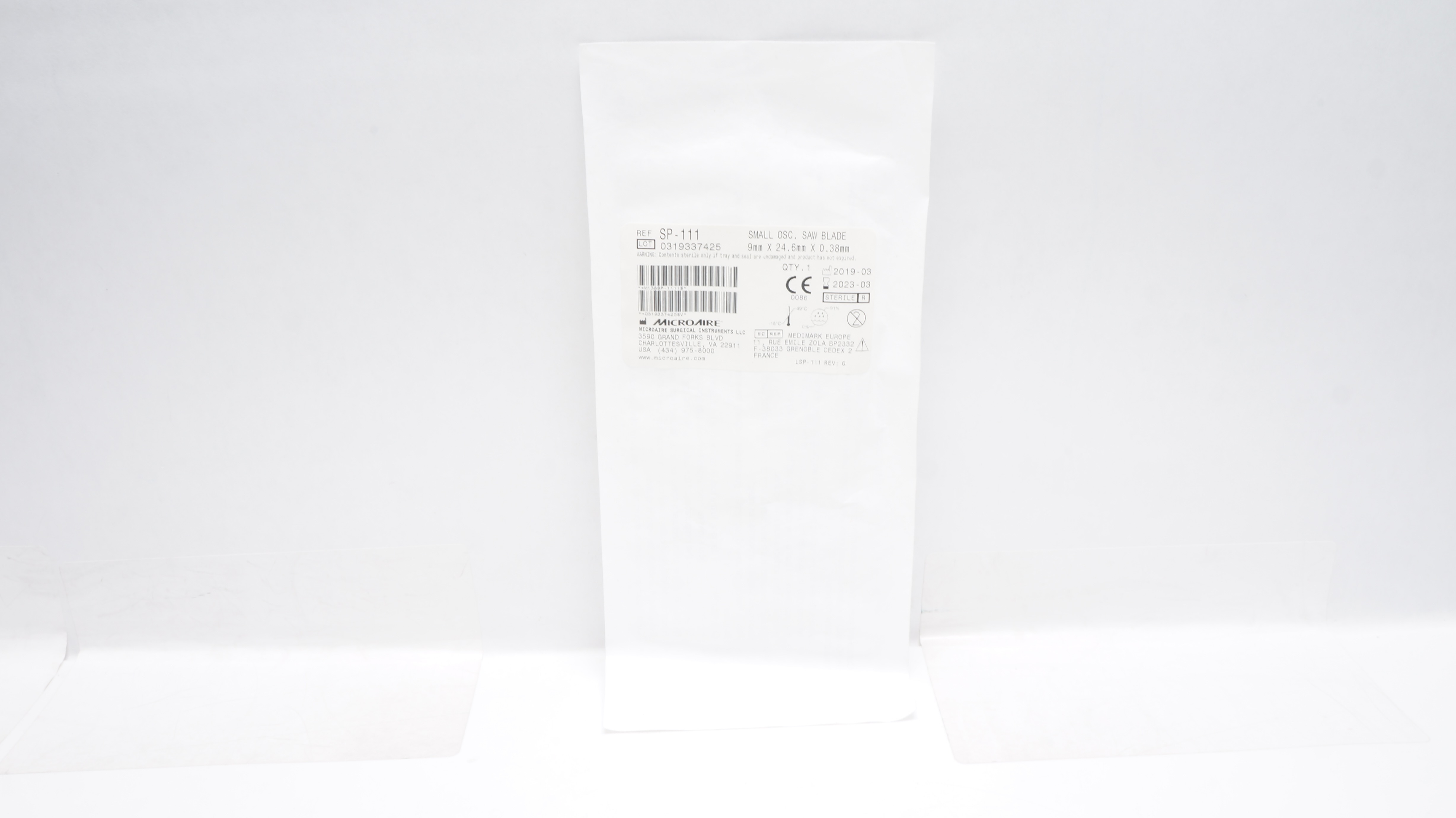 Microaire Surgical SP-111 Small Oscillating Saw Blade 9mmx 24.6mm x 0.38mm (x)