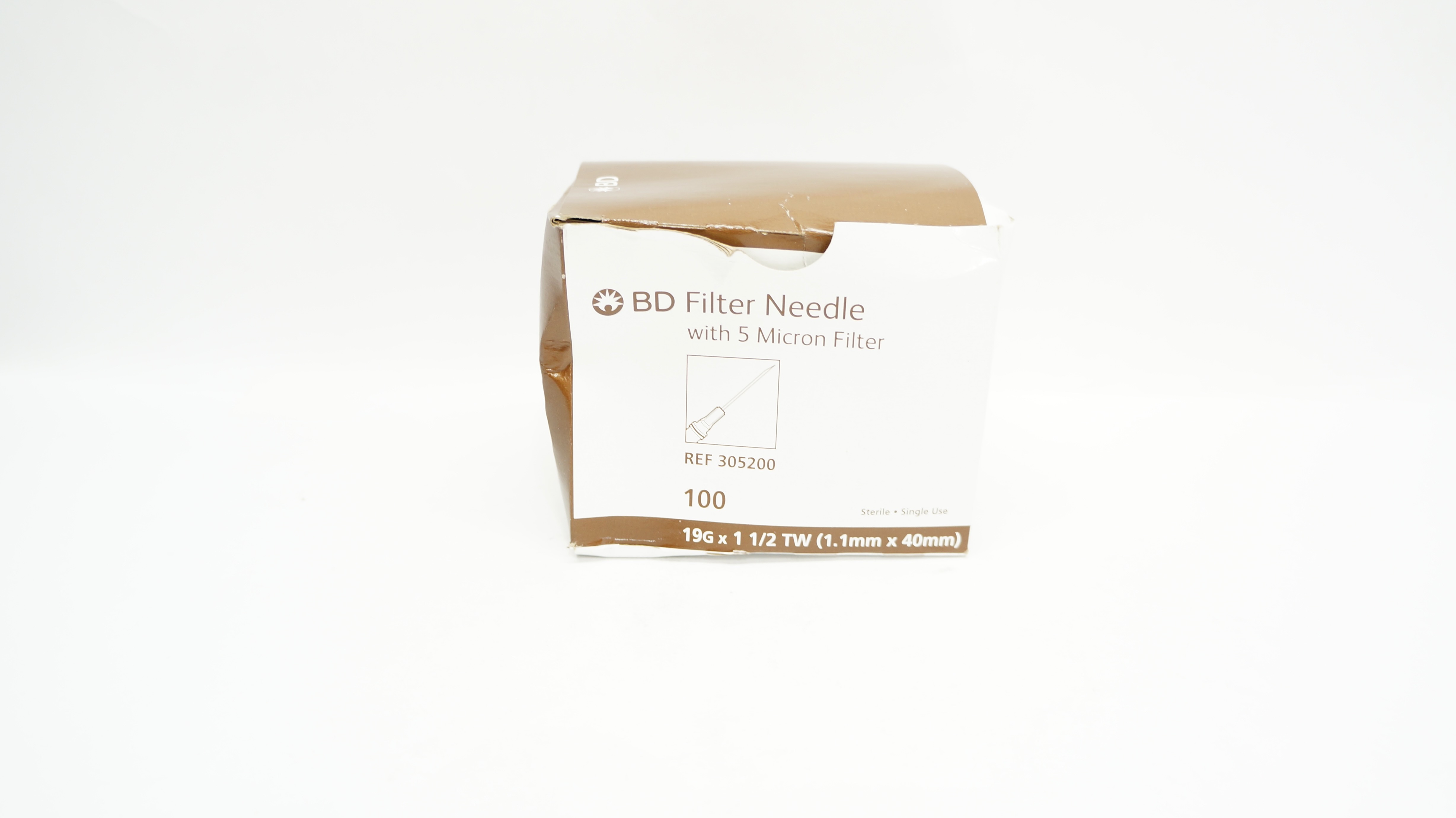 BD 305200 Becton Filter Ndle. W/5 Micron Filter 19G x 1-1/2TW  - Box of 40
