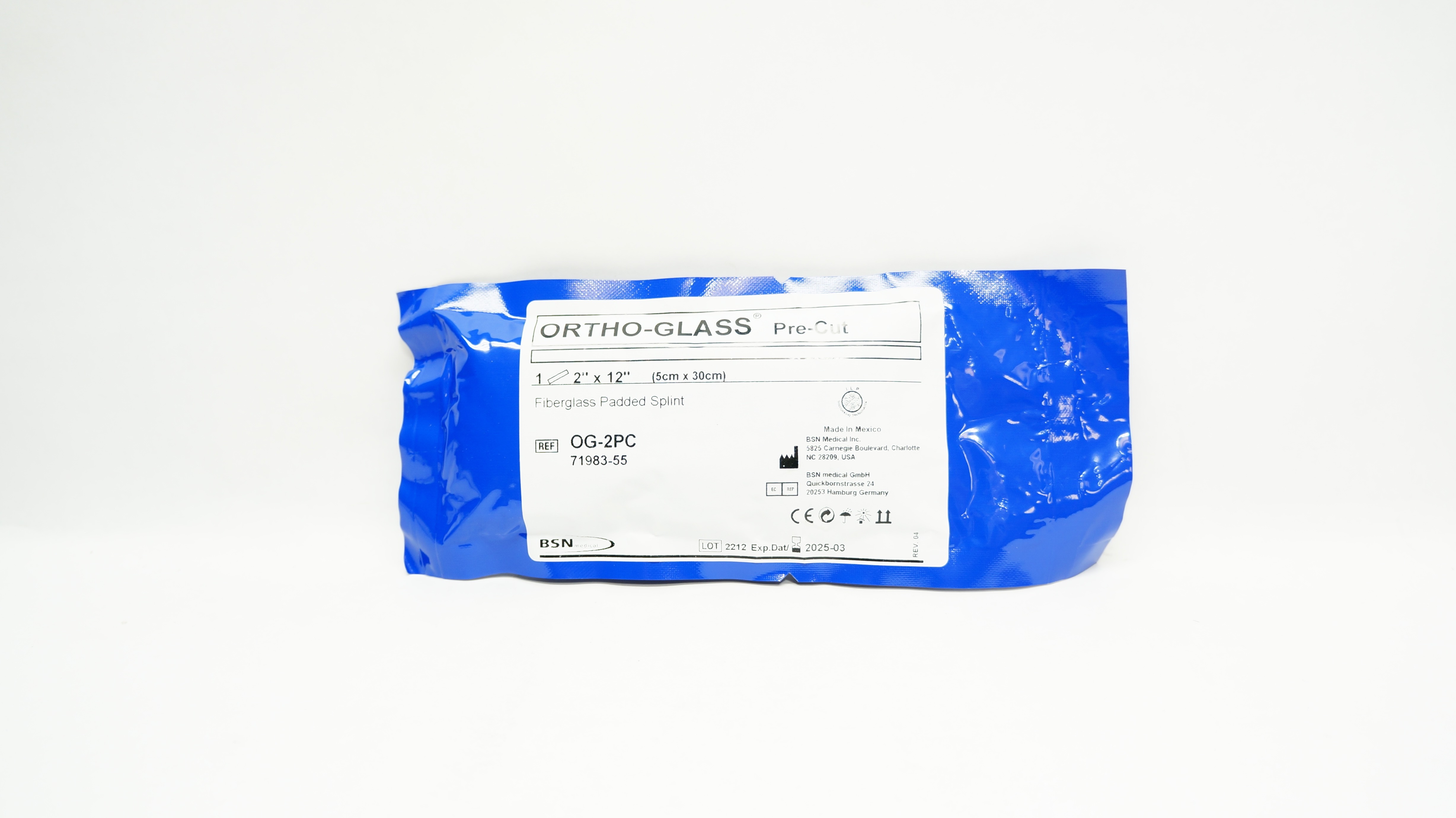 BSN Medical OG-2PC ORTHO-GLASS Pre-Cut Fiberglass Padded Splint 2inch x 12inch
