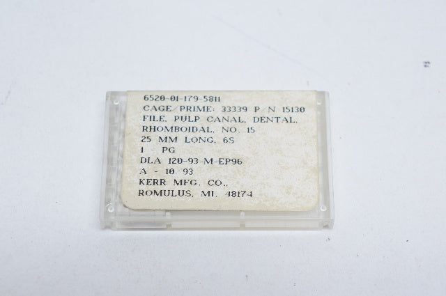 Kerr Pulp Canal File, Rhomboidal No. 15, 25mm Long - Pack of 6