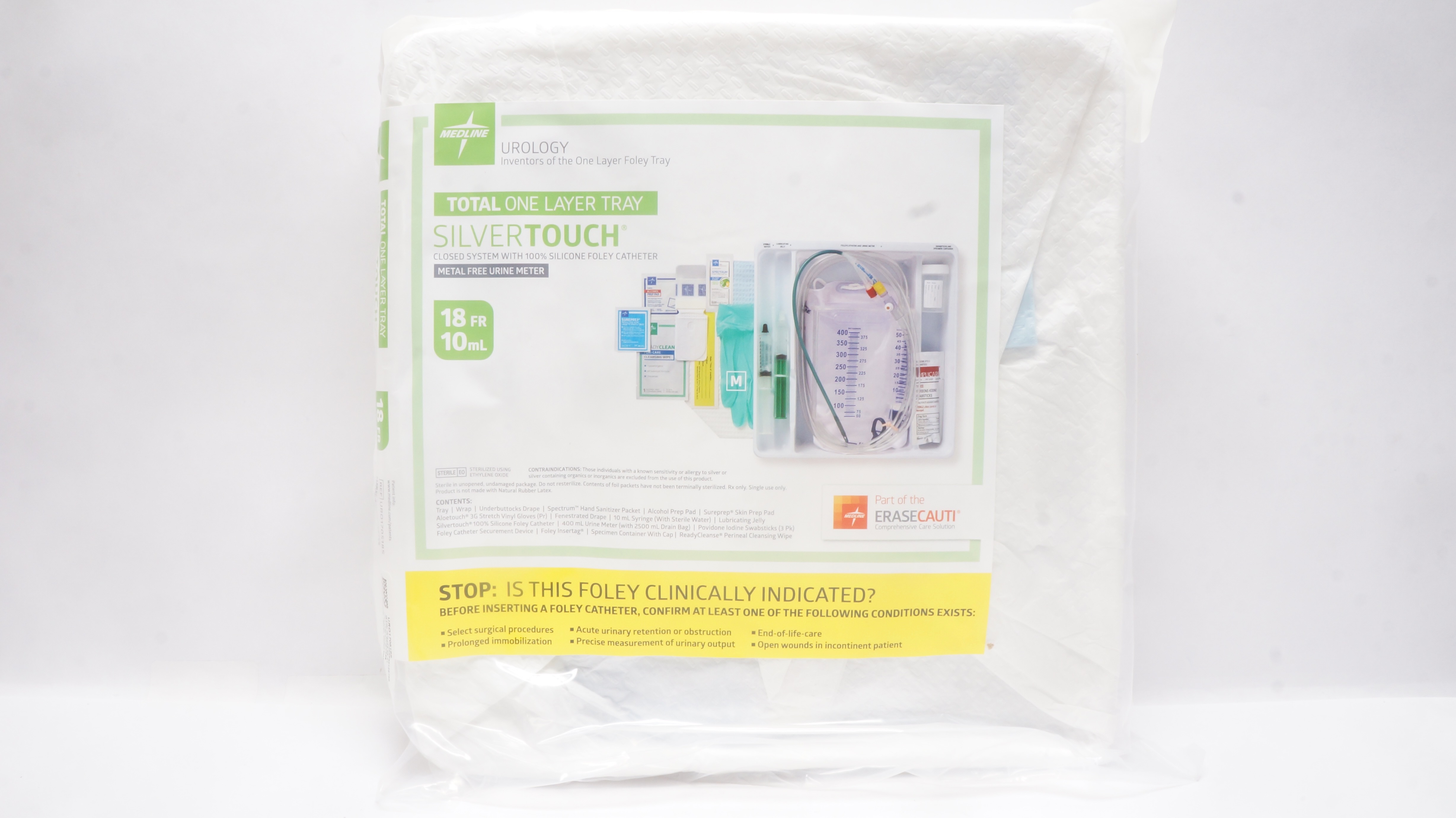 Medline URO170518S Total 1 Layer Tray Silicone 100% Foley Cath. 18Fr,  10mL (x)