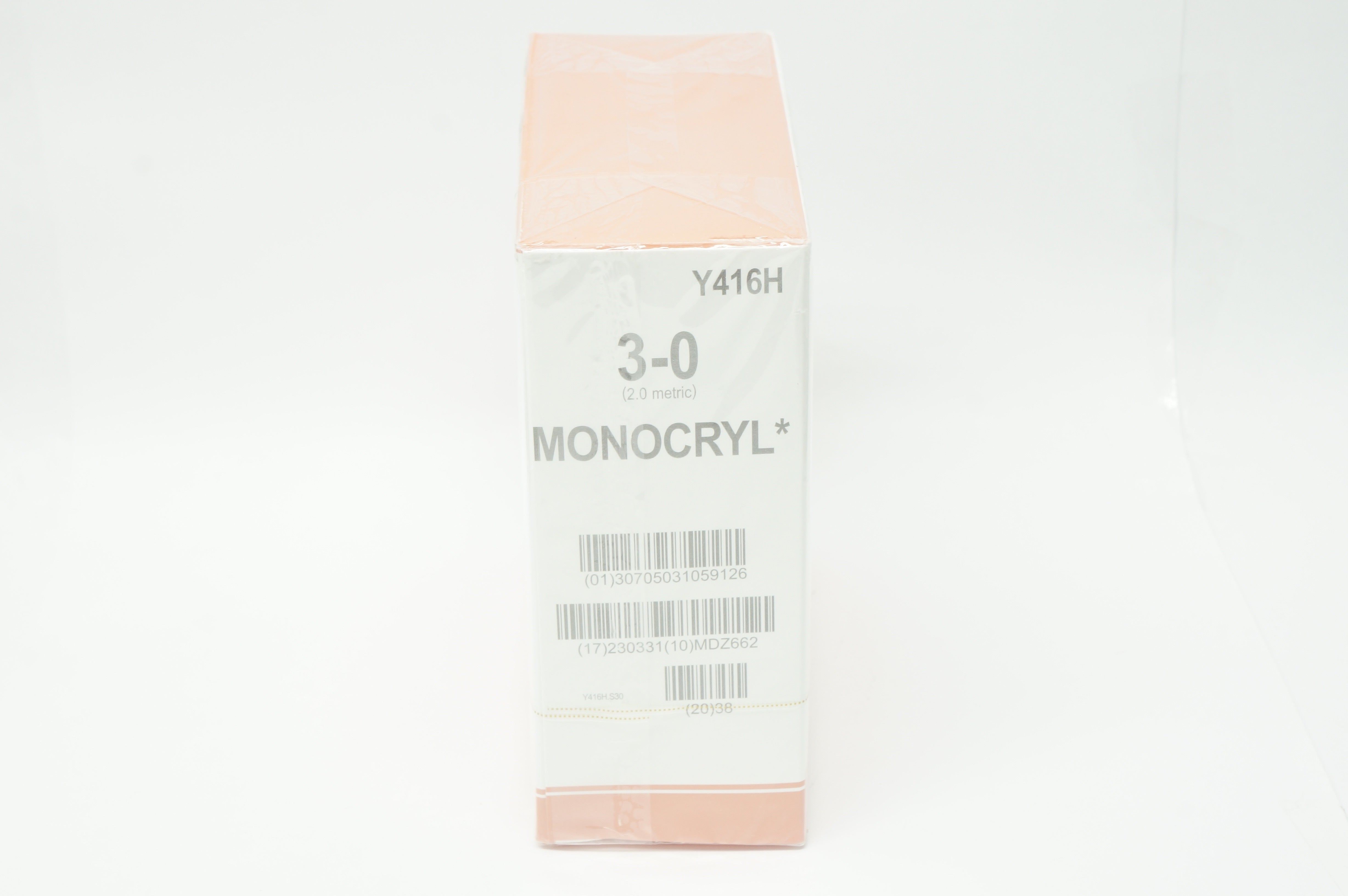 Ethicon Y416 3-0 MONOCRYL Undyed Monofilament SH 26mm 1/2c Taper, 27in-Box of 36