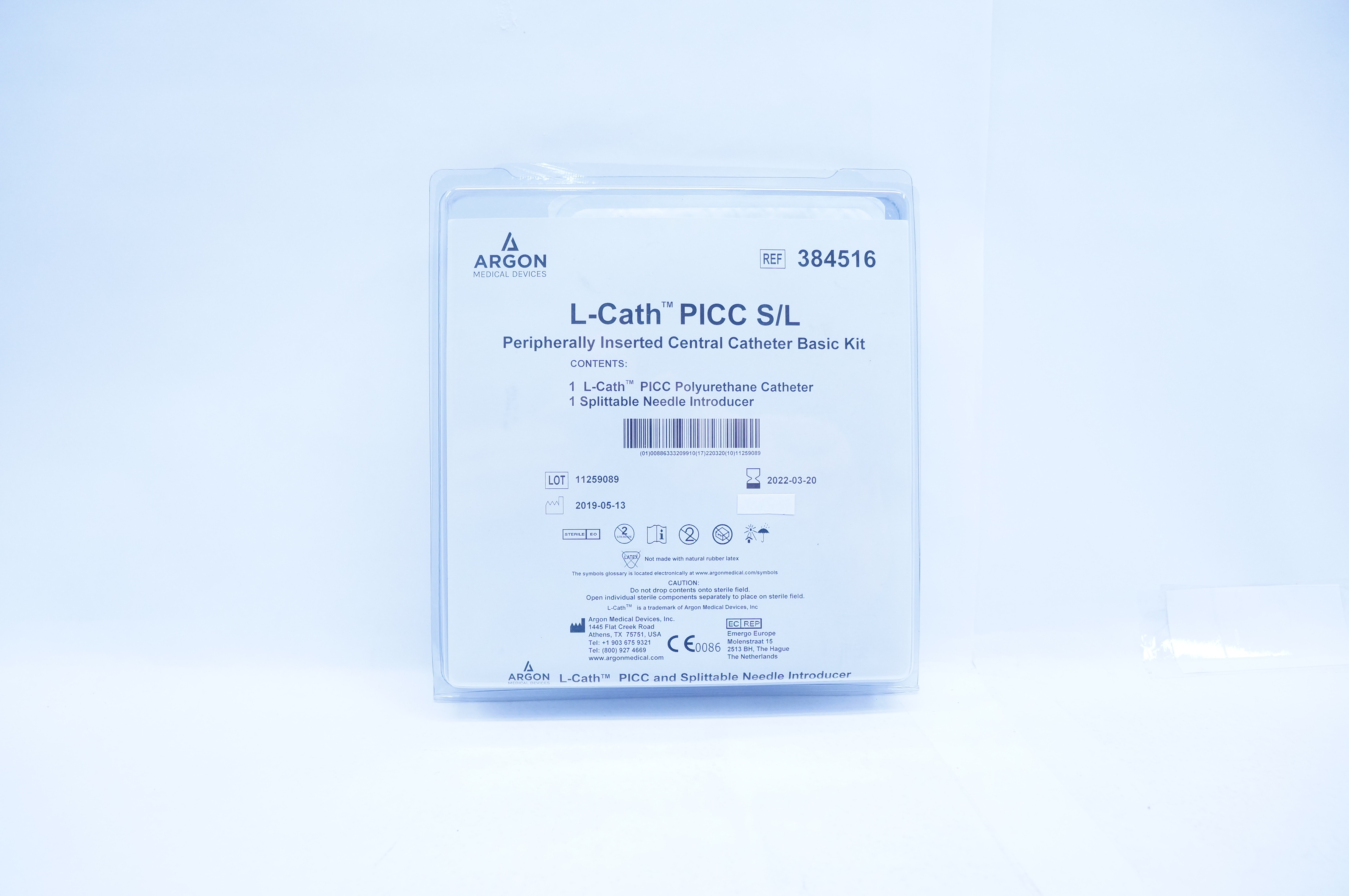Argon 384516 L-Cath PICC S/L Peripherally Inserted Central Cath. Basic Kit 28ga