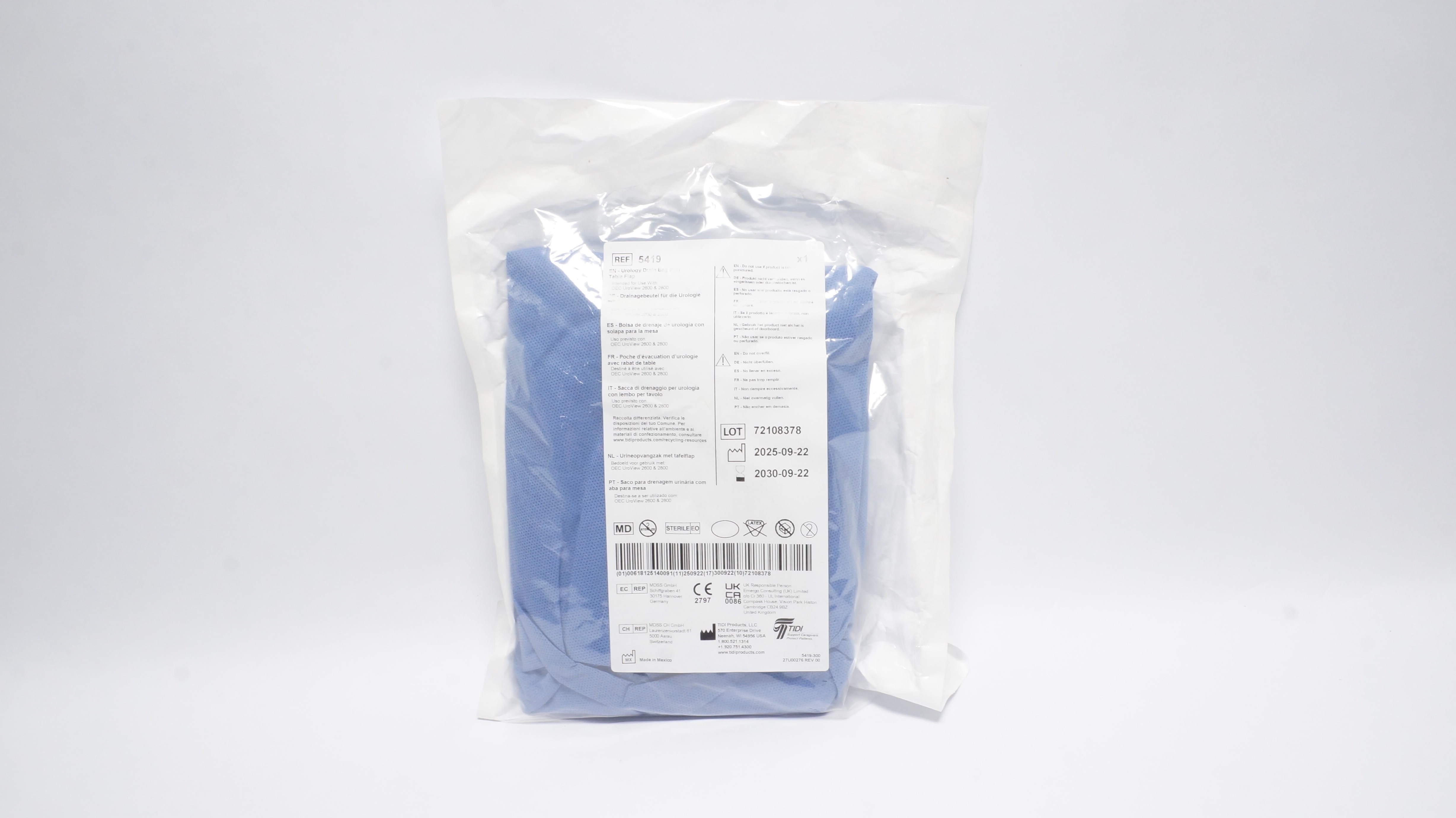 TIDI 5419 Urology Drain Bag W/Table Flap