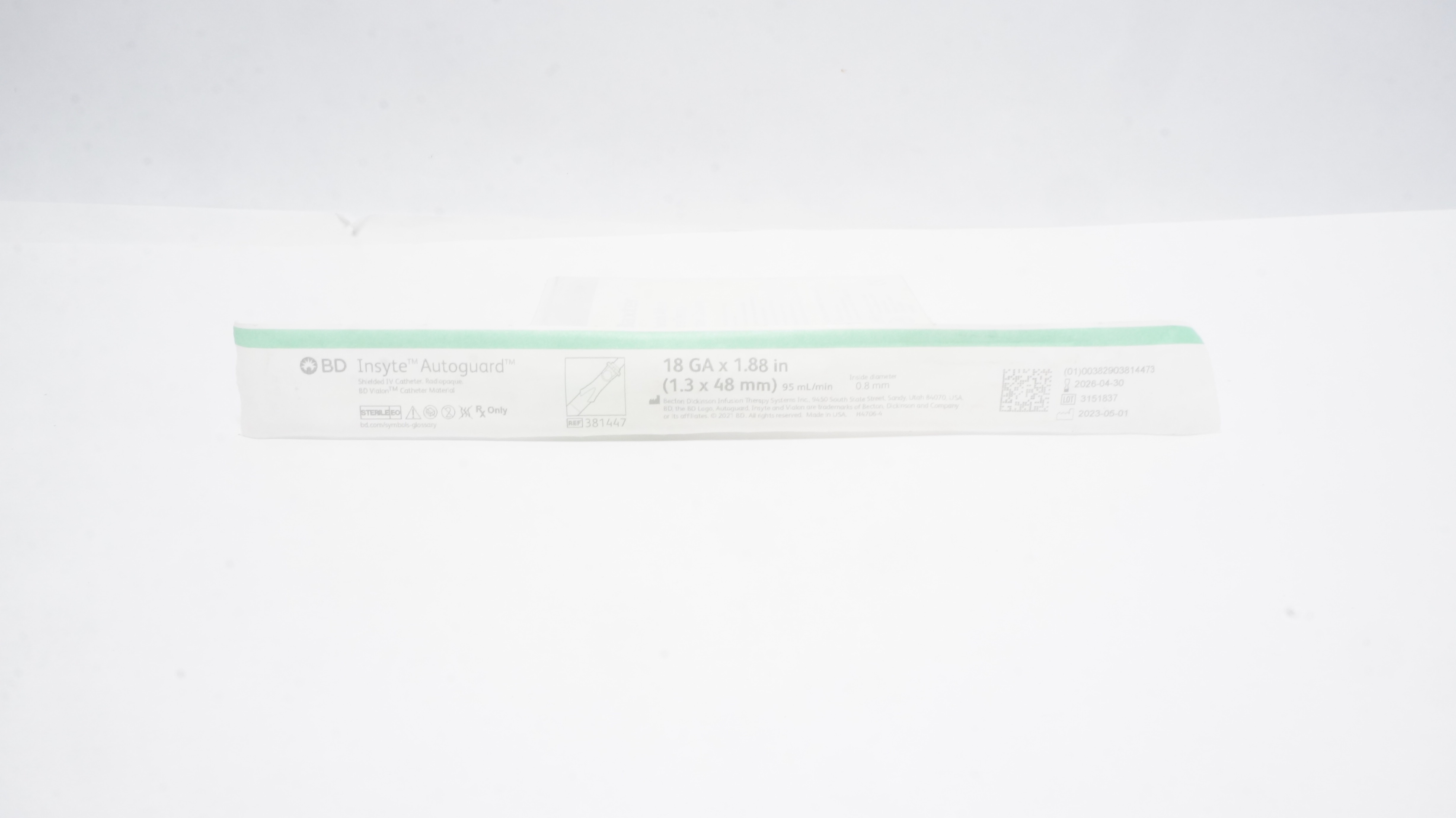 BD 381447 Insyte Autoguard Shielded I.V. Cath. 18GA x 1.88inch 95 ml/min (x)