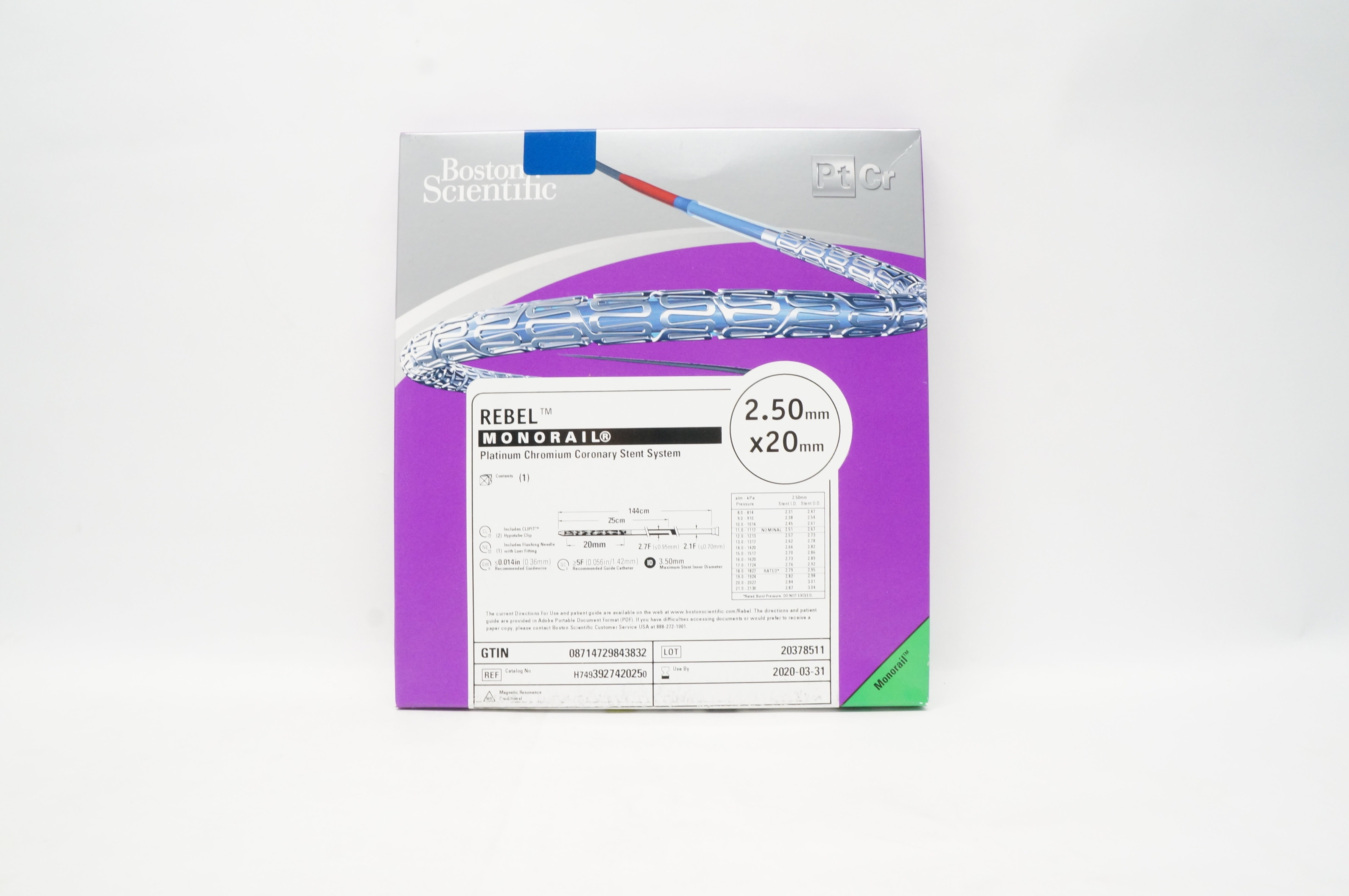 Boston Scientific 392742025 Rebel Monorail Stnt System 2.50mm x 20mm (x)