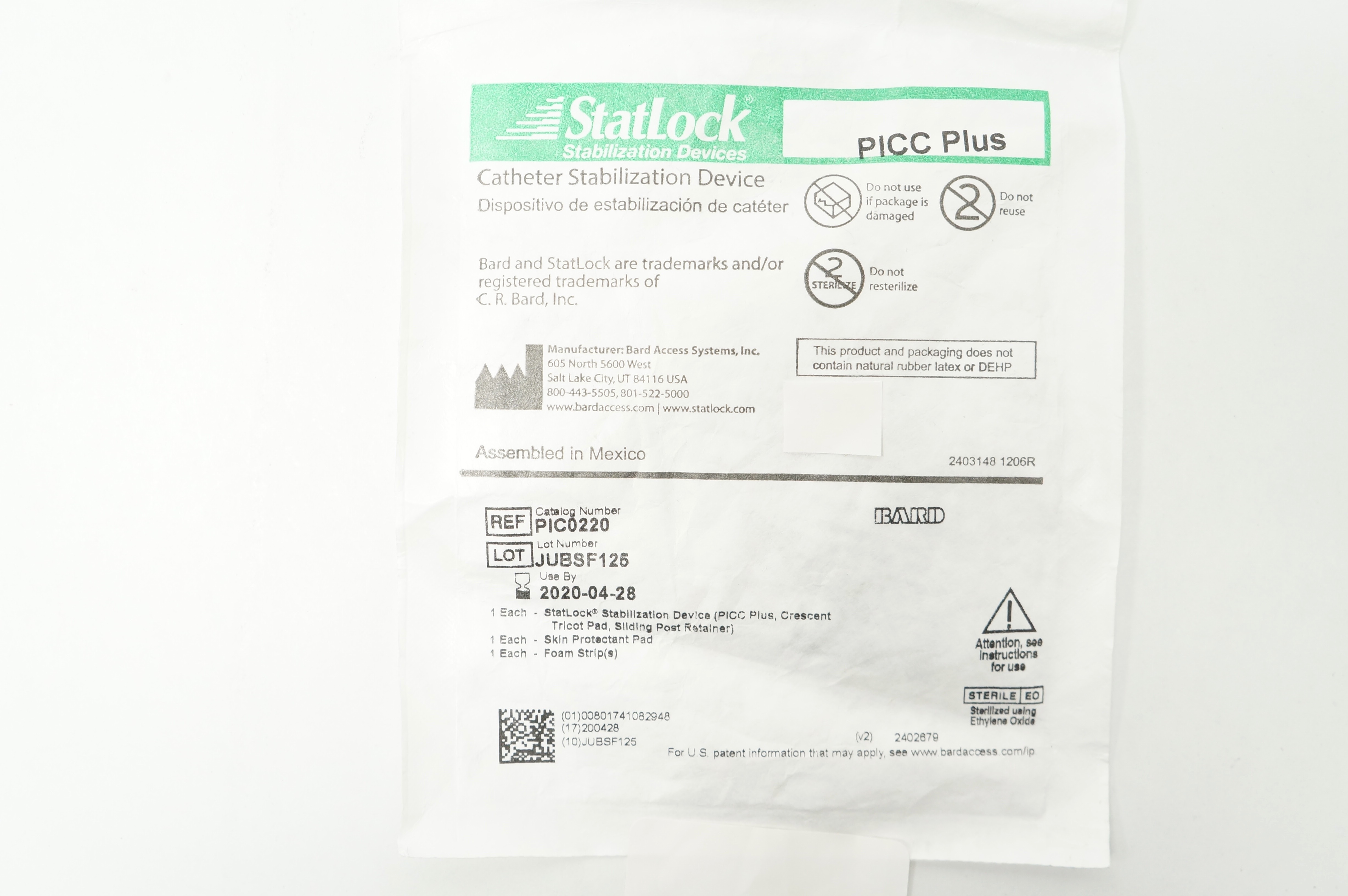 Bard PIC0220 StatLock Cath. Stabilization Device PICC Plus (x)