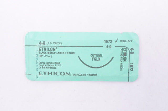 Ethicon 1672 4-0 Ethilon Nylon Stre Cutting FSLX, 30 inch