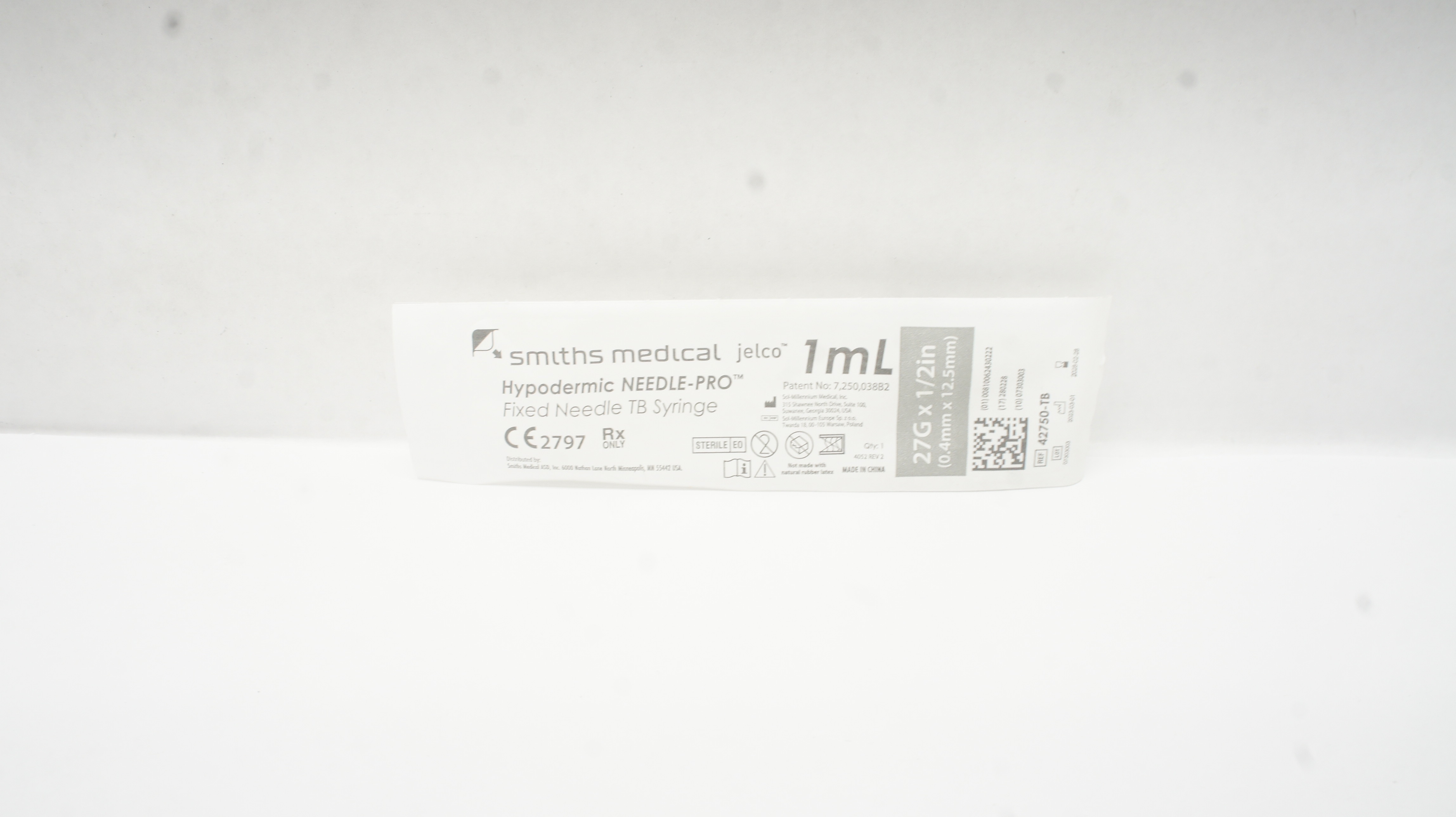 Smiths Medical 42750-TB Jelco Hypodermic Ndle-Pro Syringe 27G x 1/2In