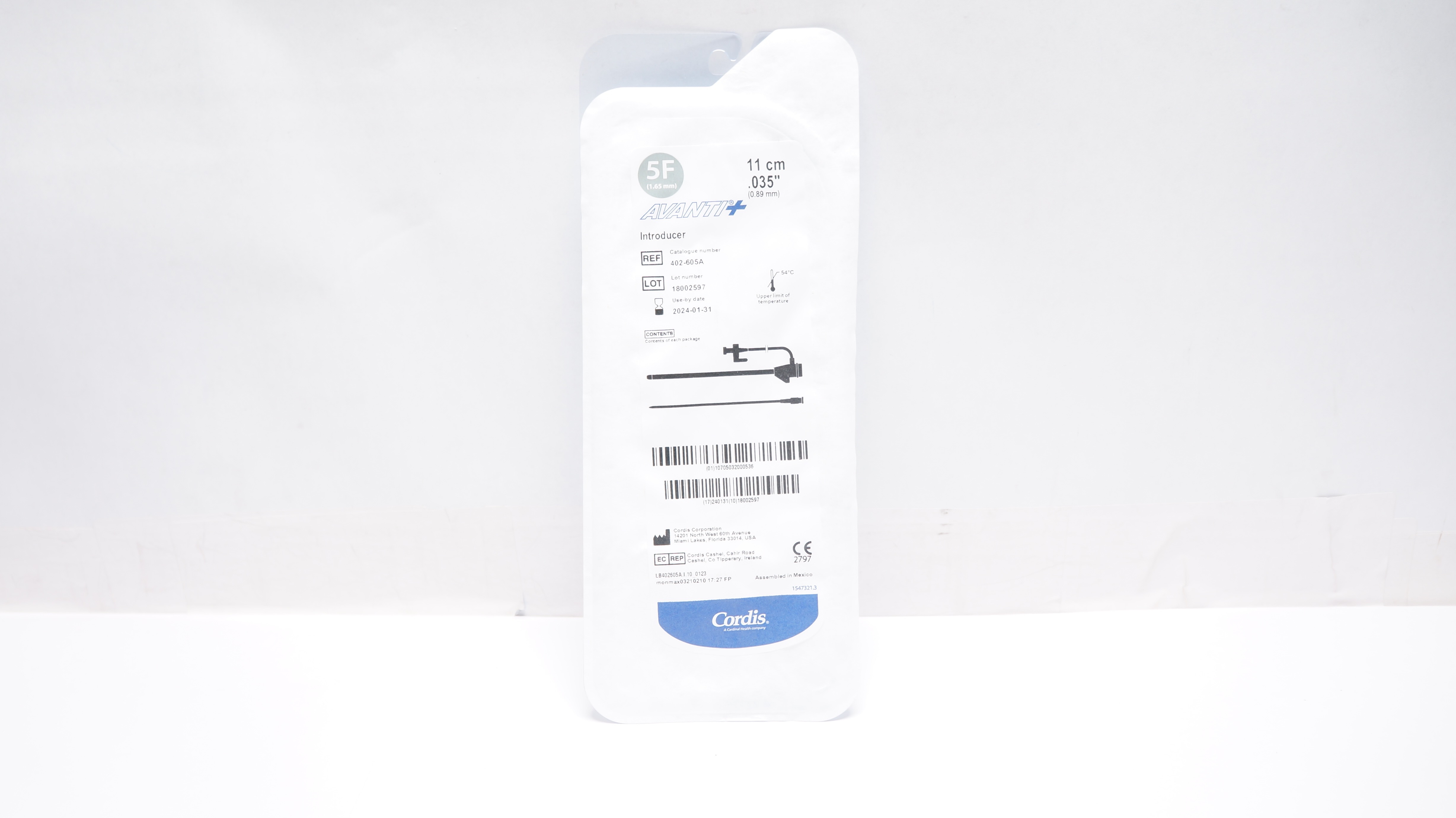 Cordis 402-605A AVANTI Plus Introducers 5F, 11cm 0.035in (x)