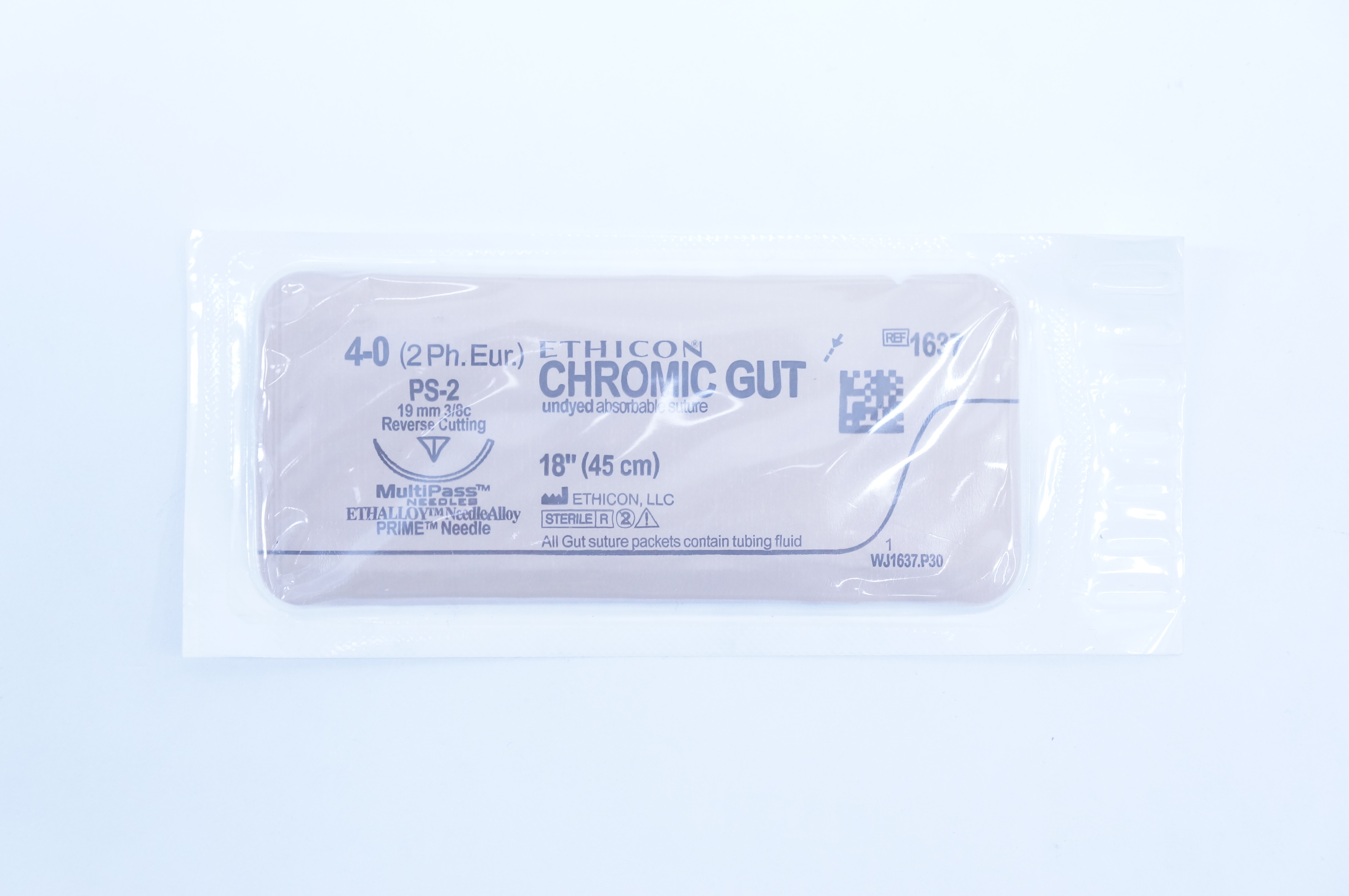 Ethicon 1637 4-0 Chromic Gut PS-2 19mm 3/8c Reverse Cutting, 18inch