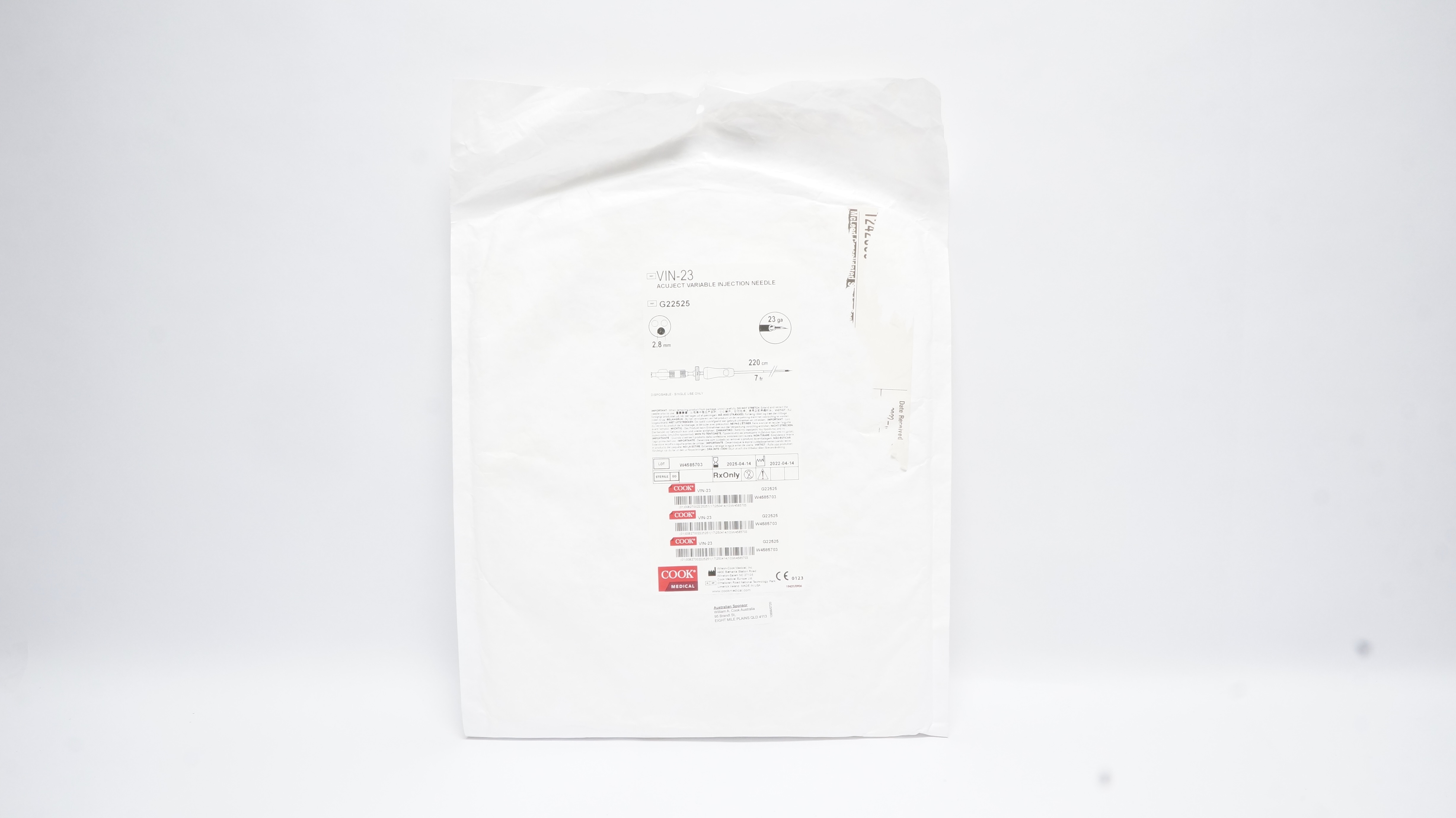 Cook Medical G22525 Acuject Variable Injection Needle 2.8mm x 23Ga (x)