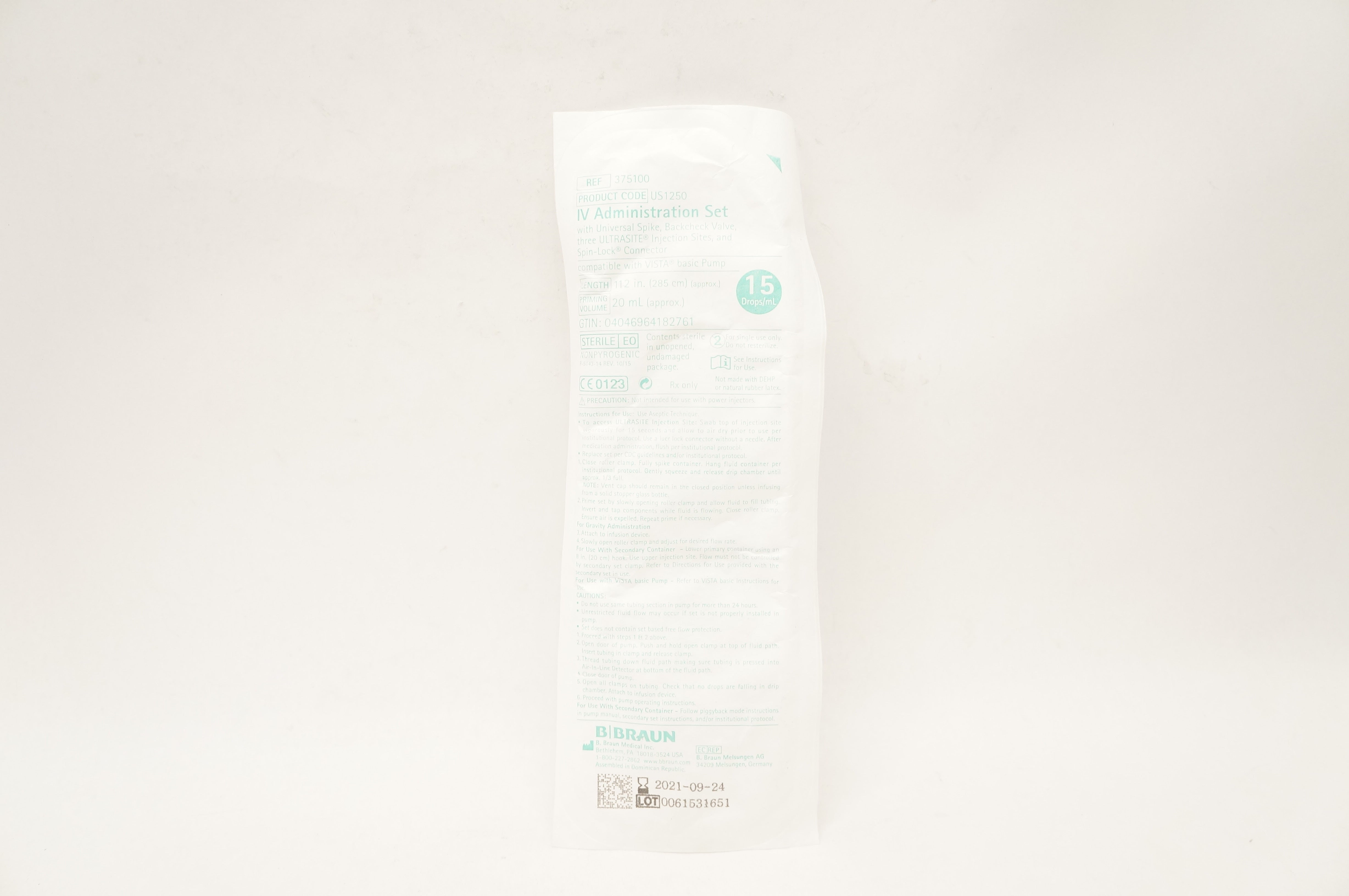 B. Braun 375100 IV Administration Set 112inch x 20mL 15 drops/mL (x)