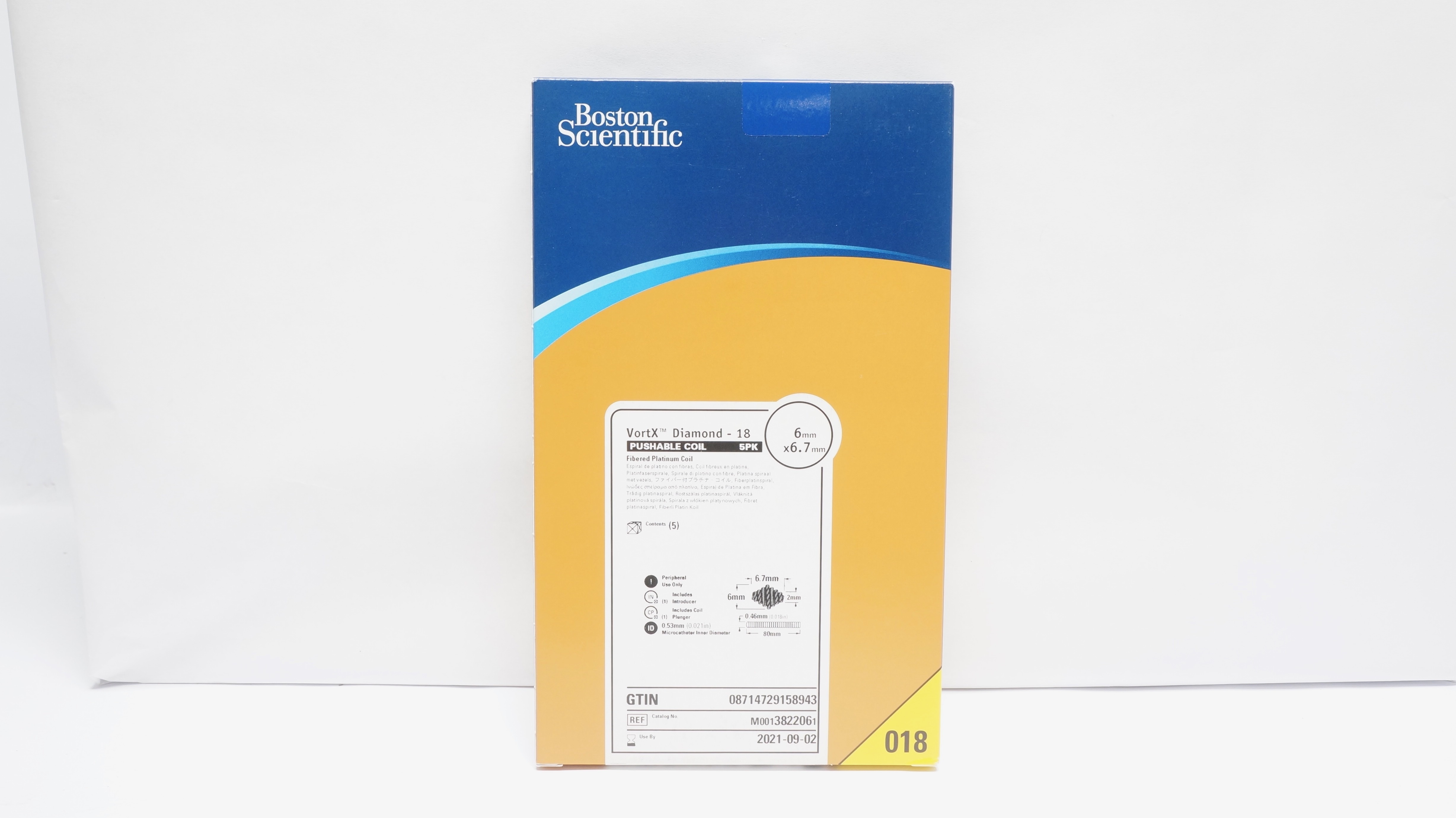 Boston Scientific M0013822061 VortX Fibered Platinum Coil 6 x 6.7mm(x)-Box of 5