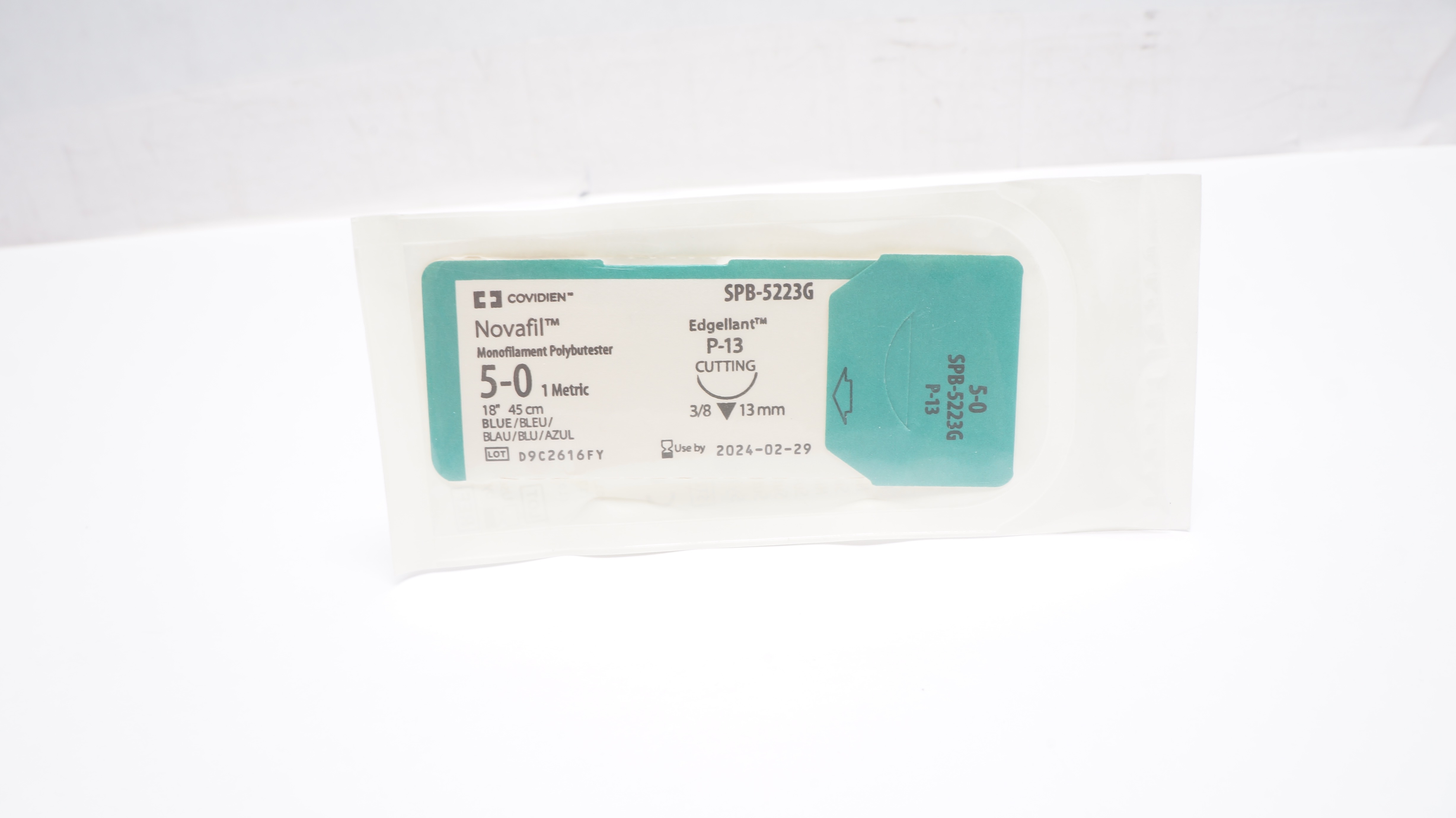 Covidien SPB-5223G 5-0 Novafil Monofilament P-13 Cutting 3/8c 13mm, 18inch (x)