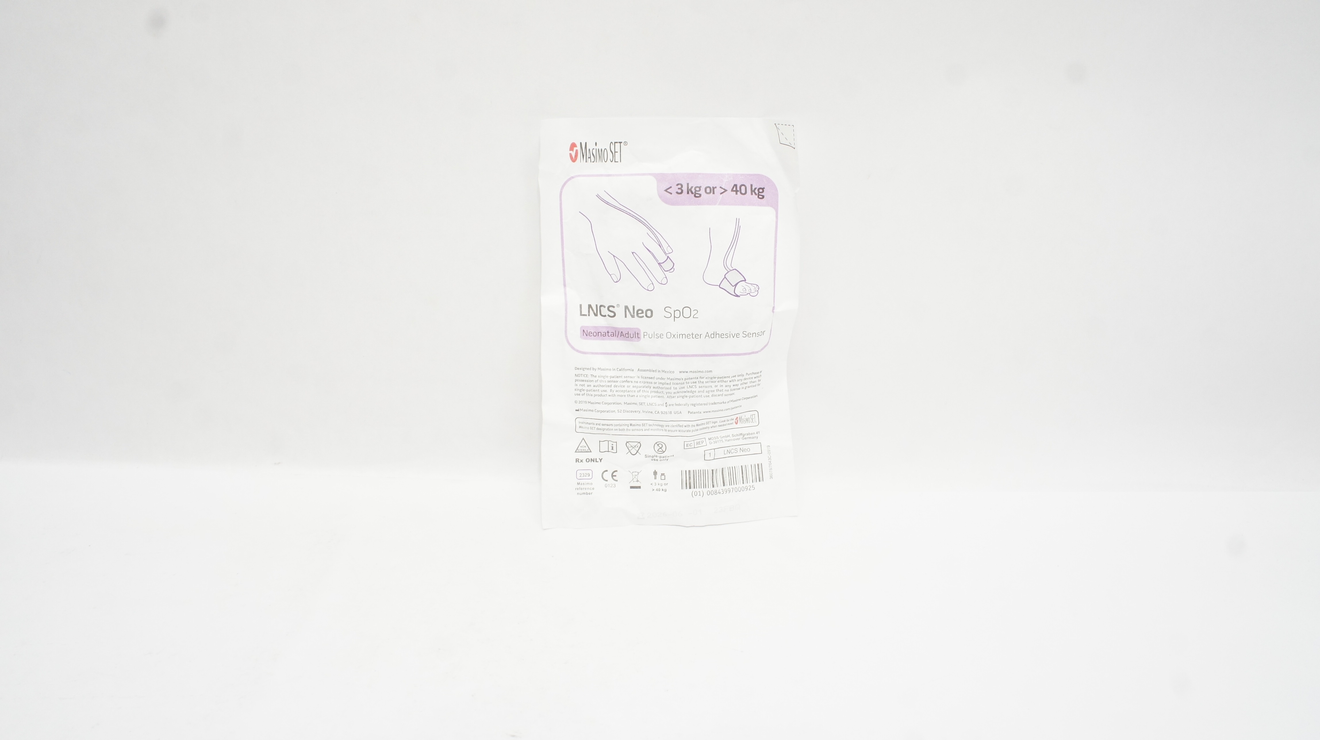 MasimoSet 2329 Neonatal/Adult Pulse Oximeter Adhesive Sensor < 3kg or > 40kg
