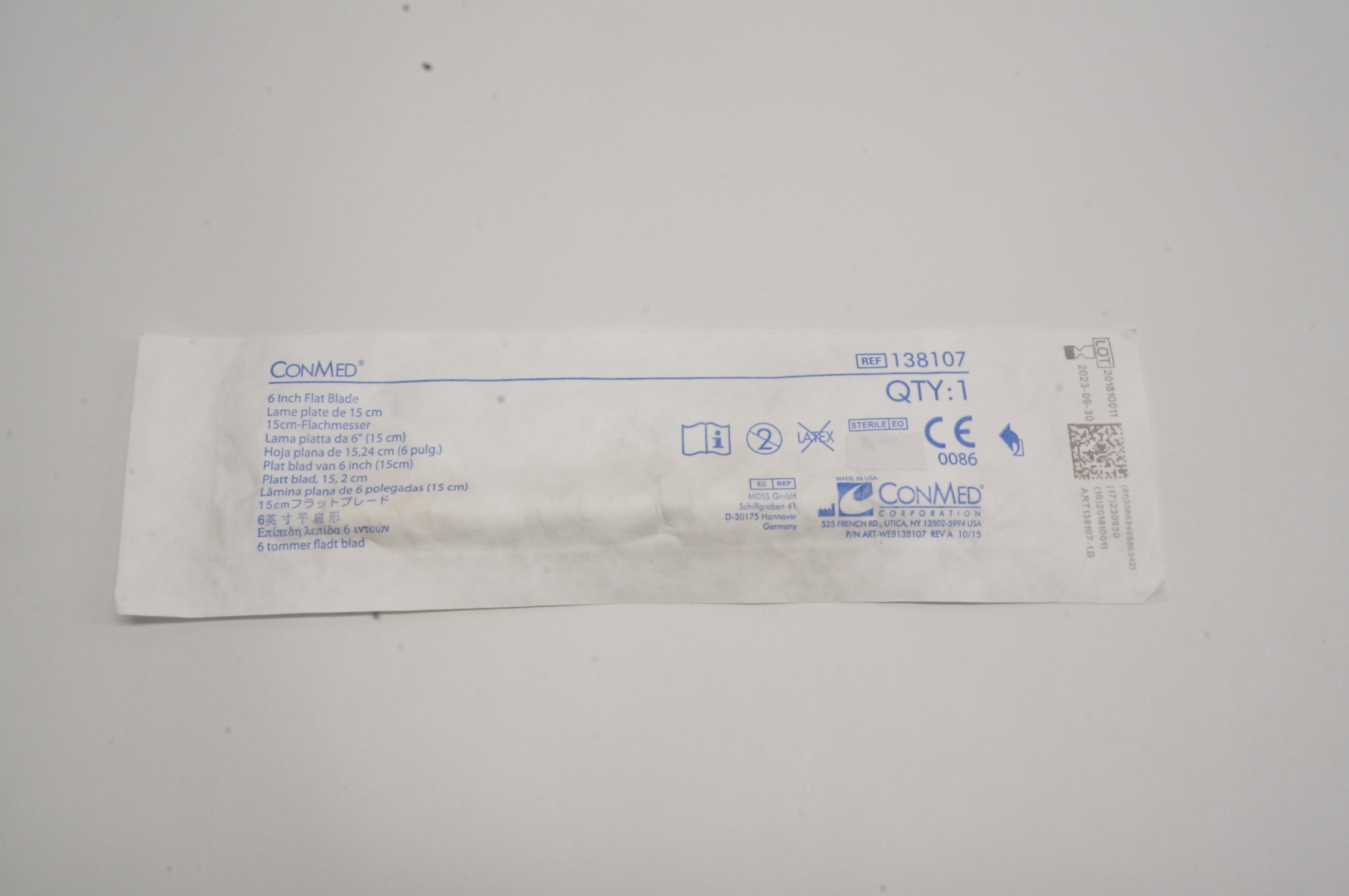 ConMed 138107 Flat Blade 6inch