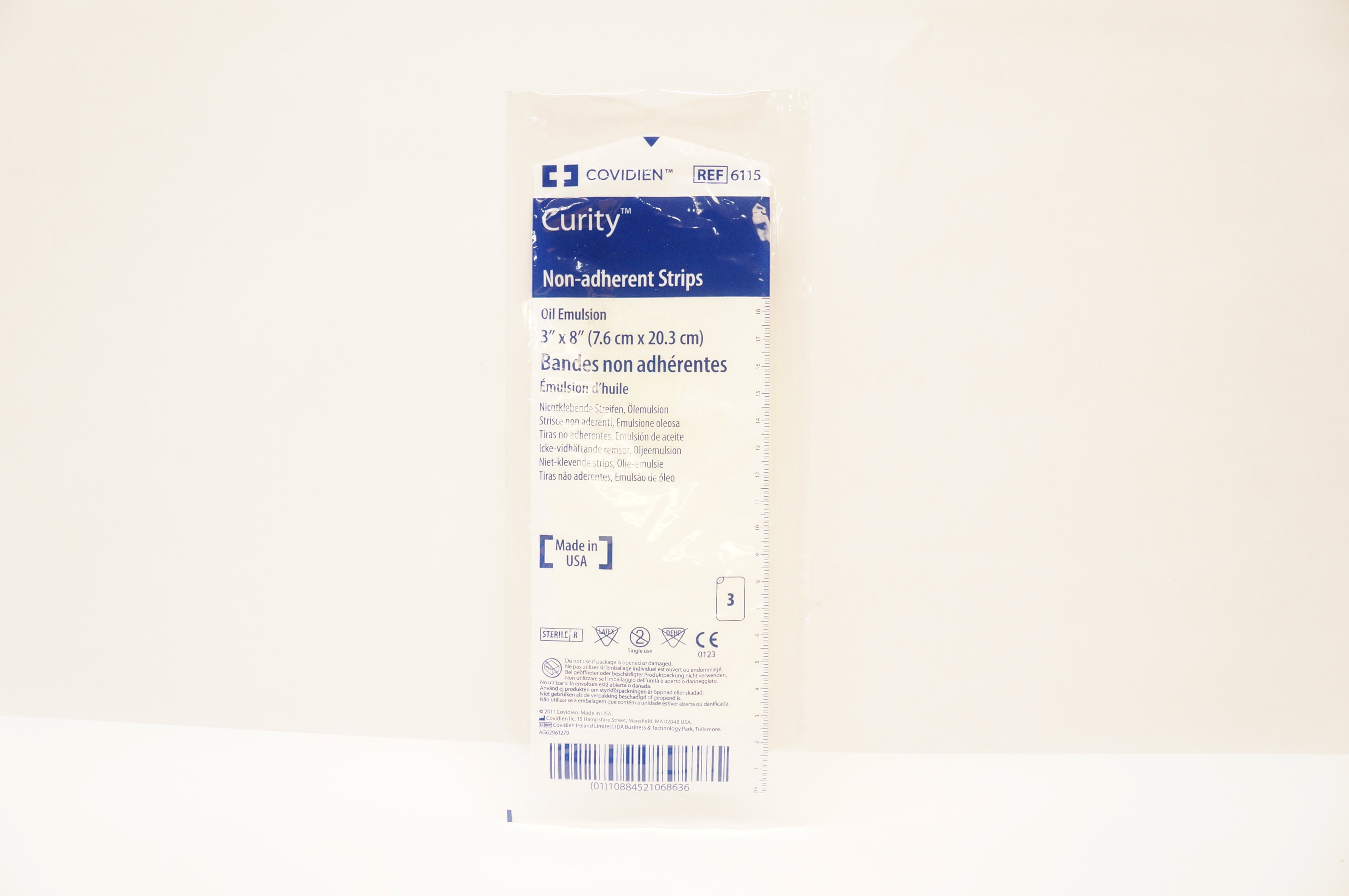 Covidien 6115 Curity Non-Adherent Strips Oil Emulsion 3inch x 8inch - Pack of 3