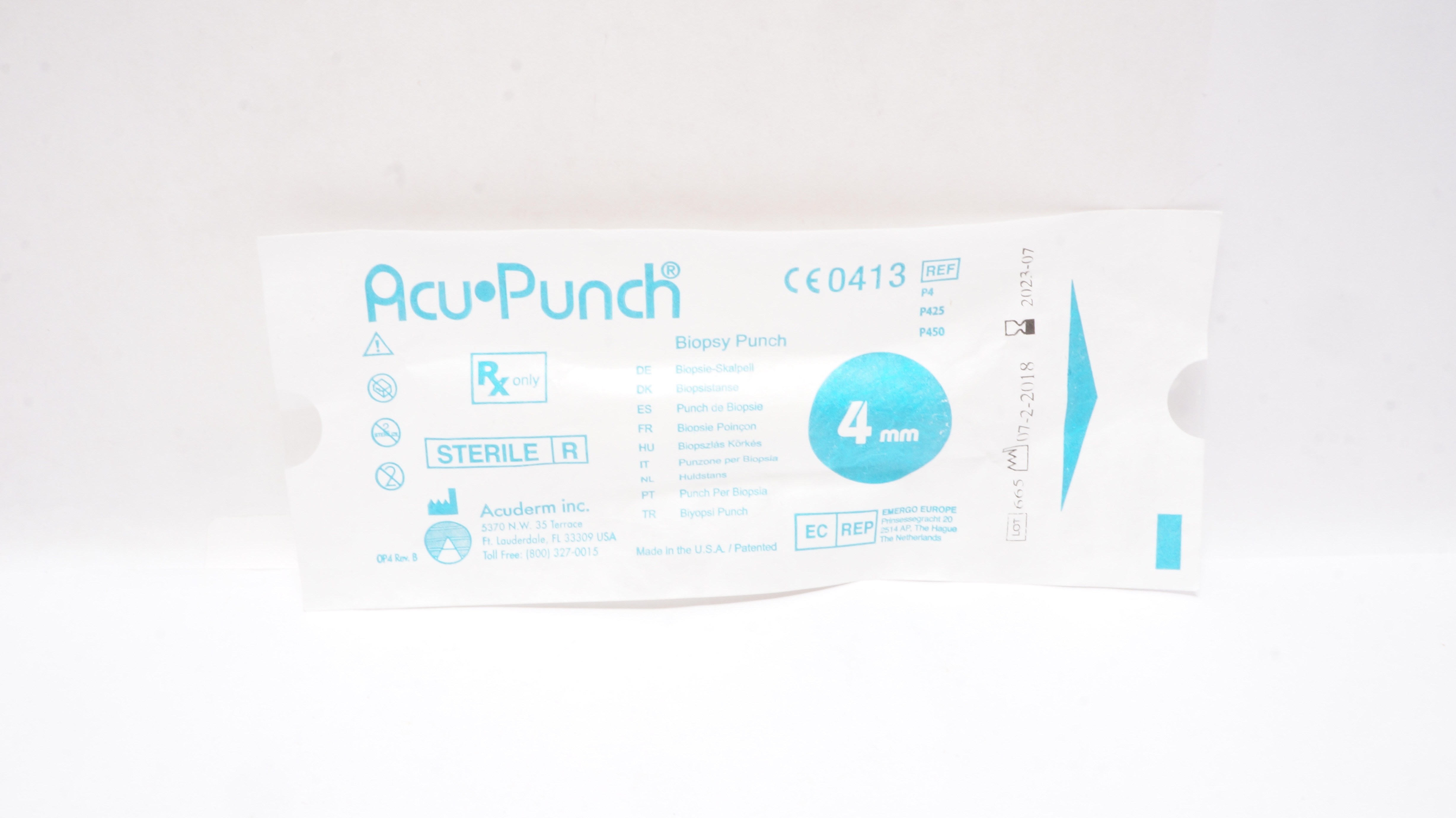 Acuderm P4/P425/P450 Acu Punch Biopsy Punch 4mm (x)