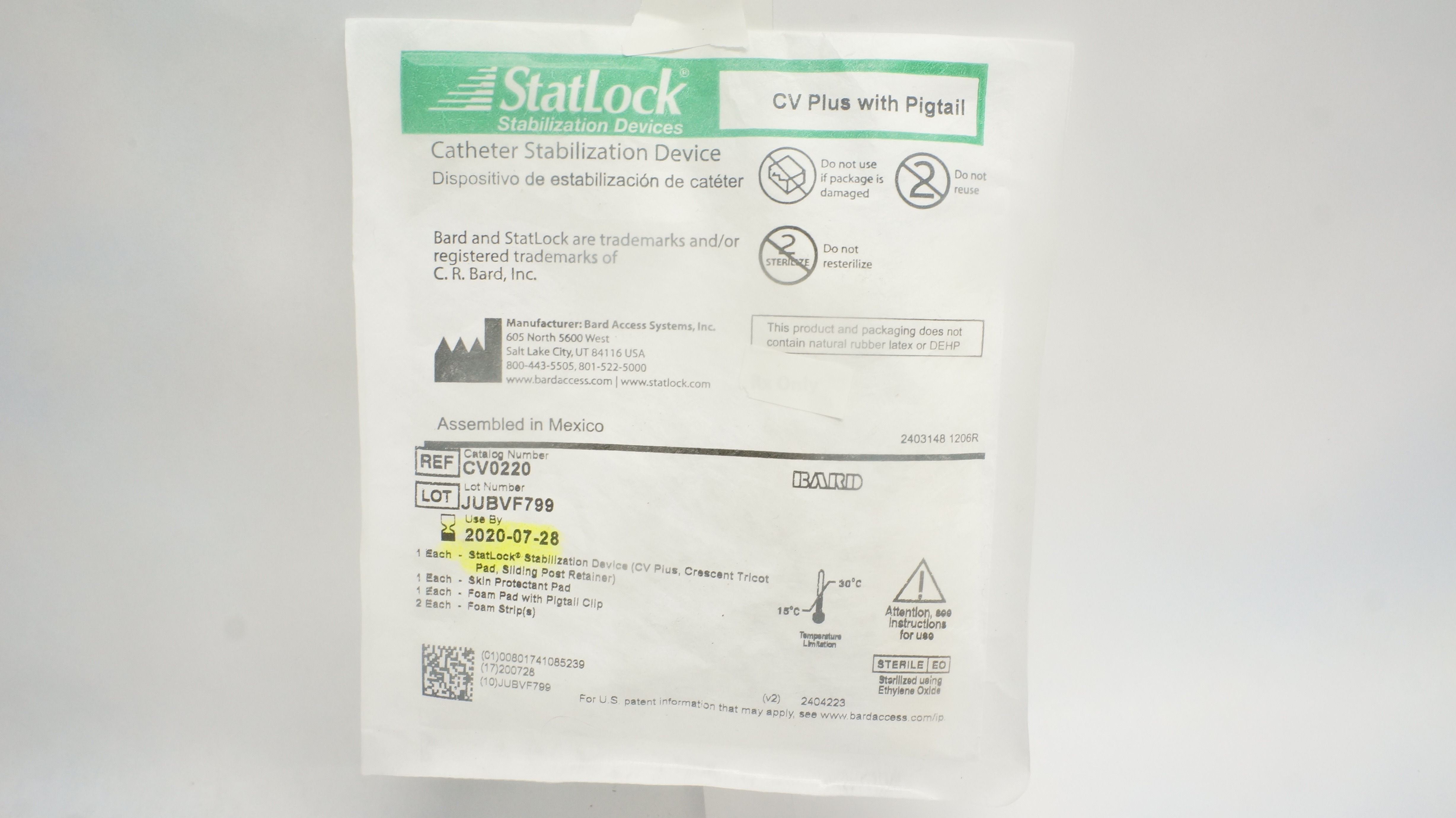 Bard CV0220 StatLock Cath. Stabilization Device (x)