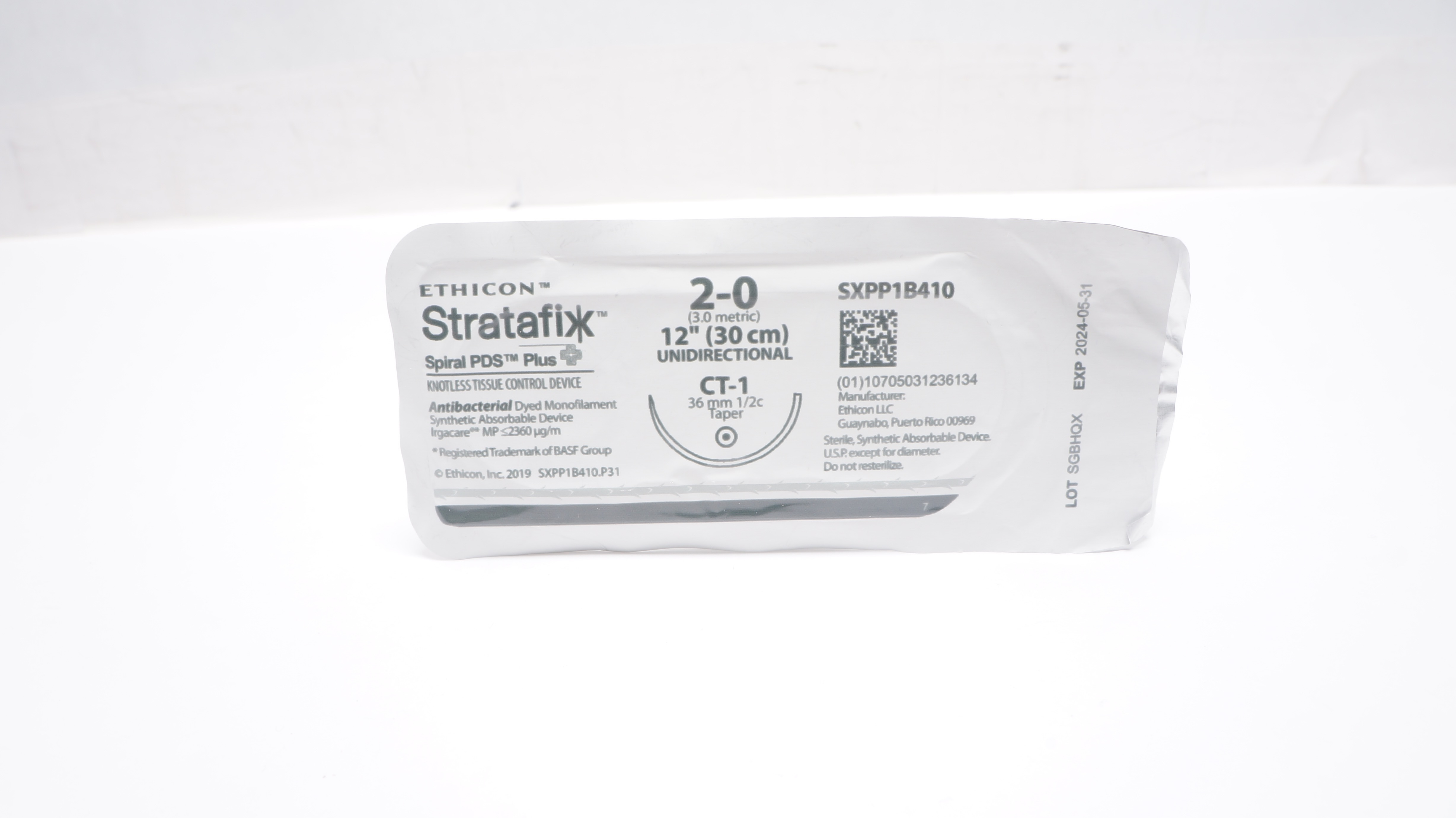 Ethicon SXPP1B410 2-0 Stratafix Spiral PDS Plus Stre CT-1 36mm 1/2c Taper 12inch