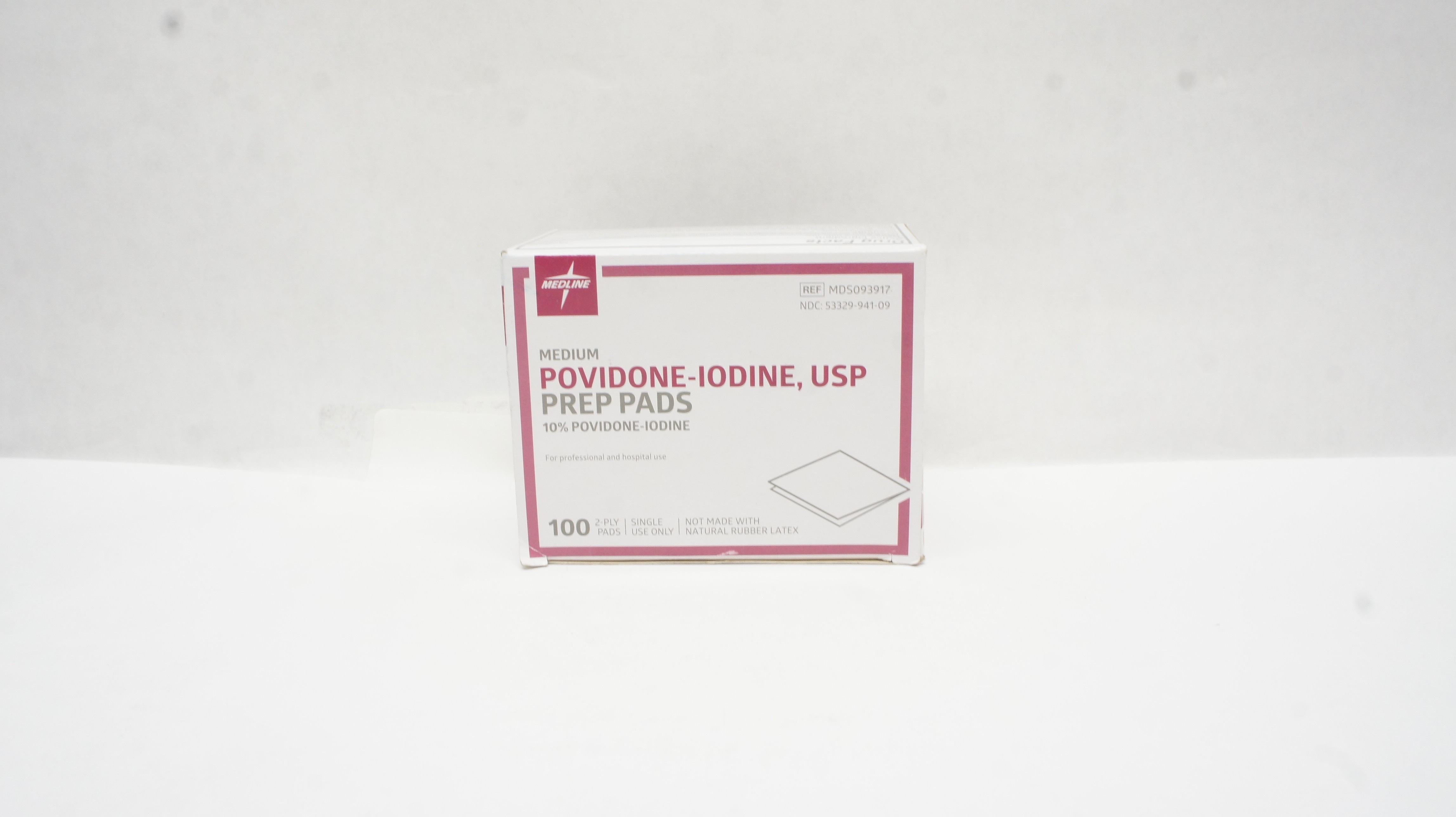 Medline MDS093917 Povidone-Iodine USP Prep Pads Medium 2-Ply - Box of 100