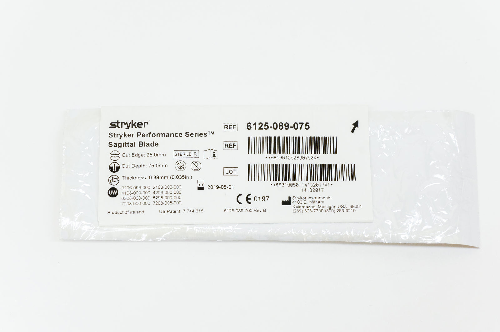 Stryker 6125-089-075 Performance Series Sagittal Blade 25.0mm x 75.0mm (x)