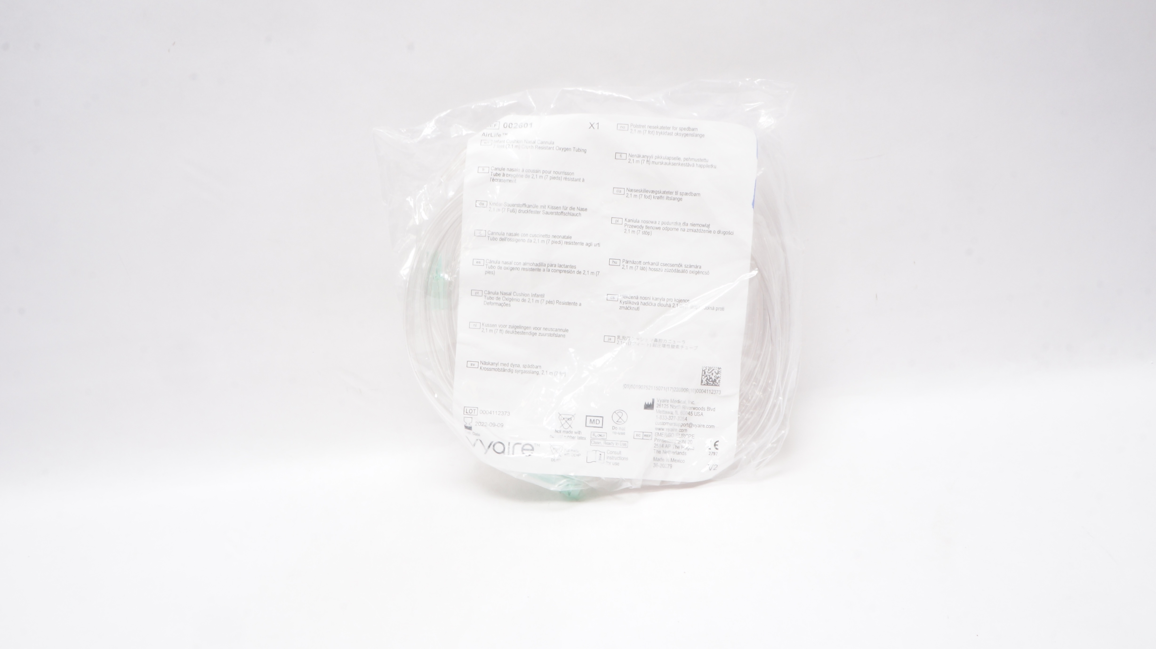Vyaire 002601 AirLife Infant Cushion Nasal Cannula Crush Resistant 7ft (x)