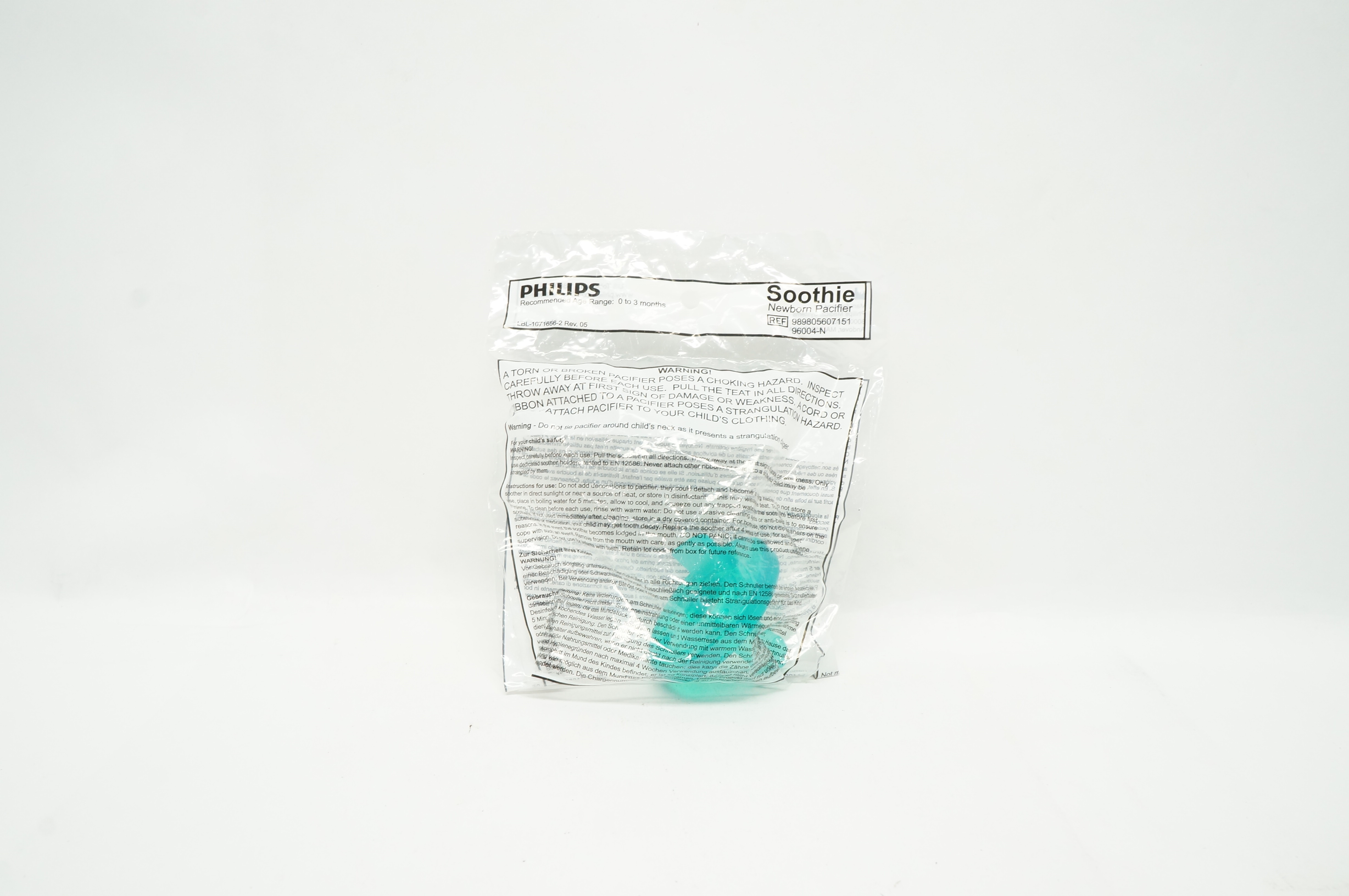 Philips 96004-N Soothie Newborn Pacifier Recommended Age Range 0 to 3 months